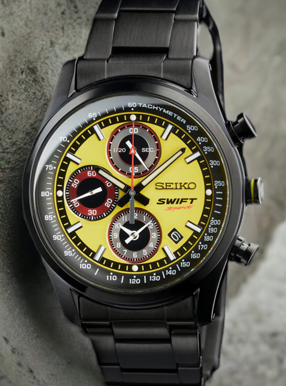 SUZUKI SWIFT SPORT × SEIKO Limited Edition Chronograph Watch - Champion Yellow - Japanese Made - Perfect for Racing Enthusiasts & Collectors