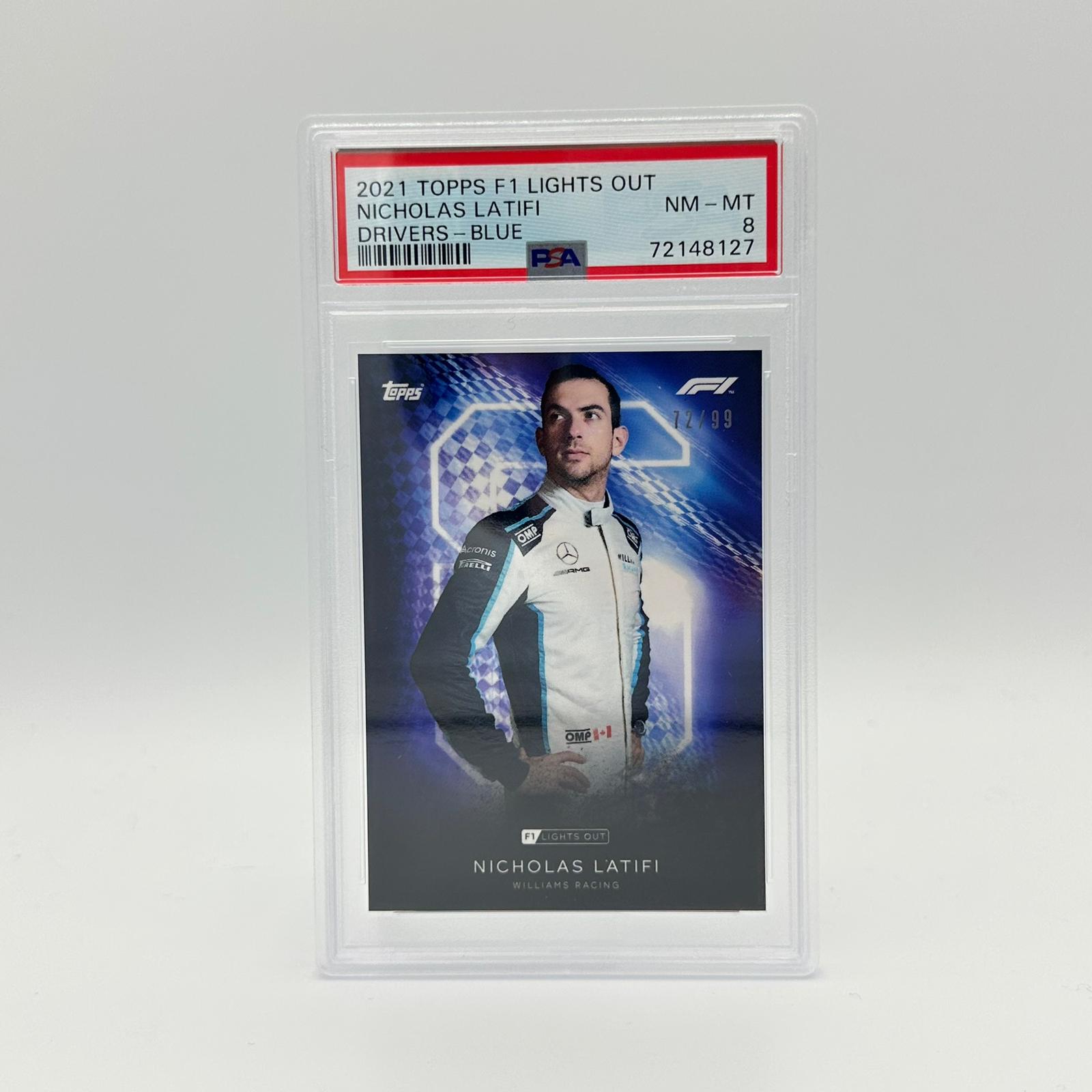 PSA 8 72/99 Latifi F1 Drivers Blue Parallel Racing Card - Perfect for F1 Collectors, Sports Memorabilia Enthusiasts & Racing Fans Display