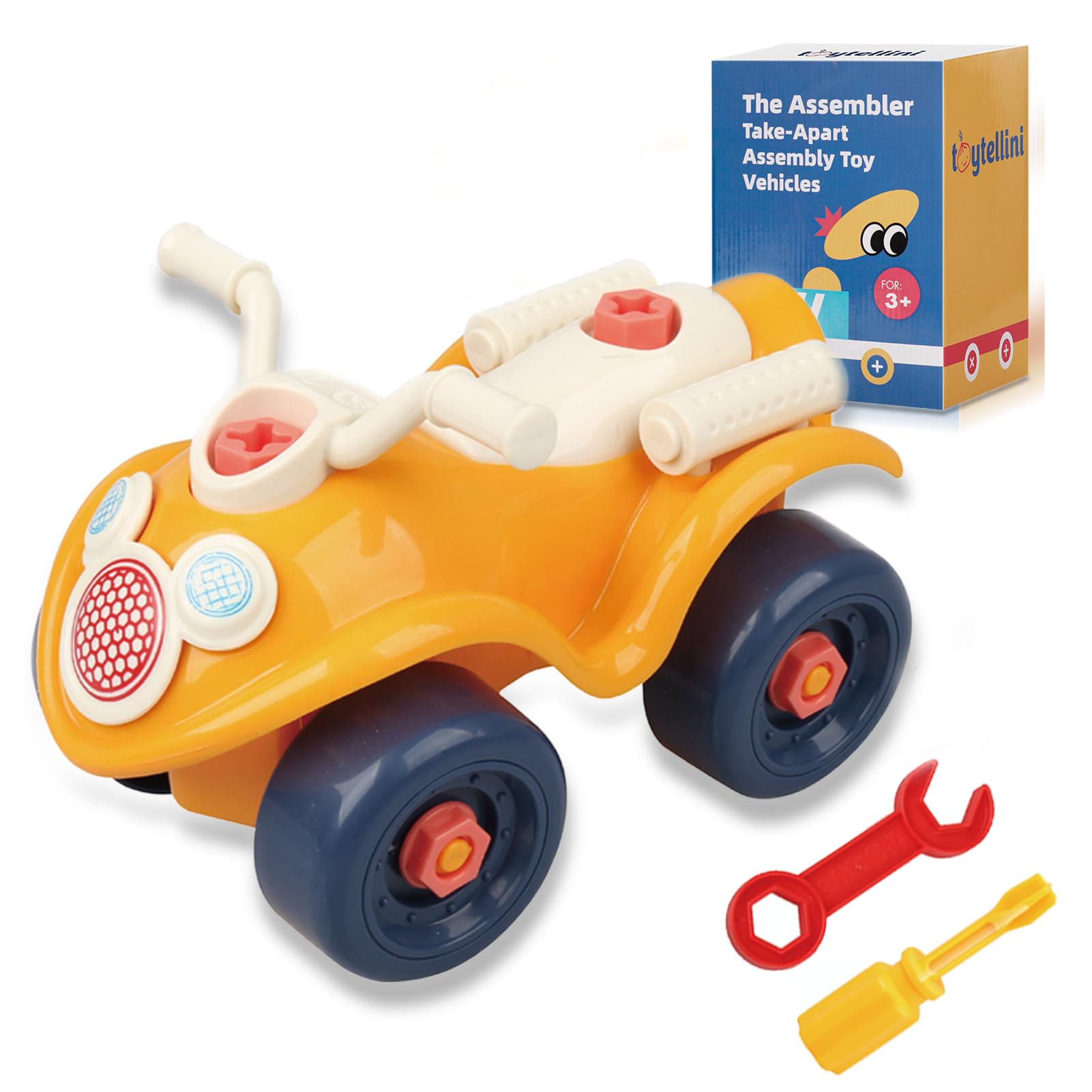 STEM Take Apart Assembly Toys with Drill & Wrench - Construction Mechanic Building Kit for Kids Ages 2-6 | Educational Learning Toy with Screws & Tools | Perfect for Pretend Play, STEM Learning & Birthday Gifts (Beach Car)