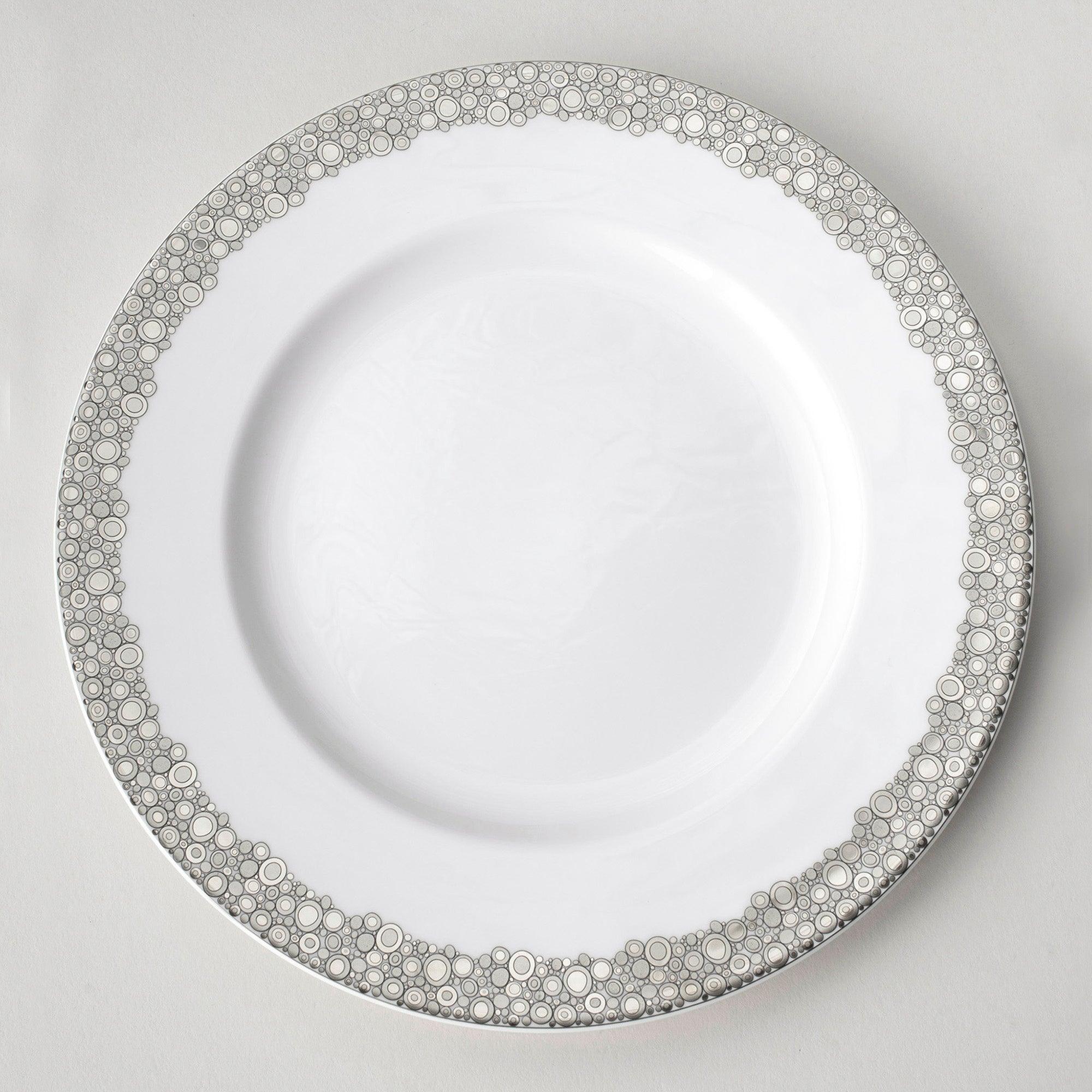 Ellington Shine Platinum Simple Dinner Plate - Elegant 10.5 Inch Porcelain Plates for Fine Dining, Wedding, and Restaurant Use
