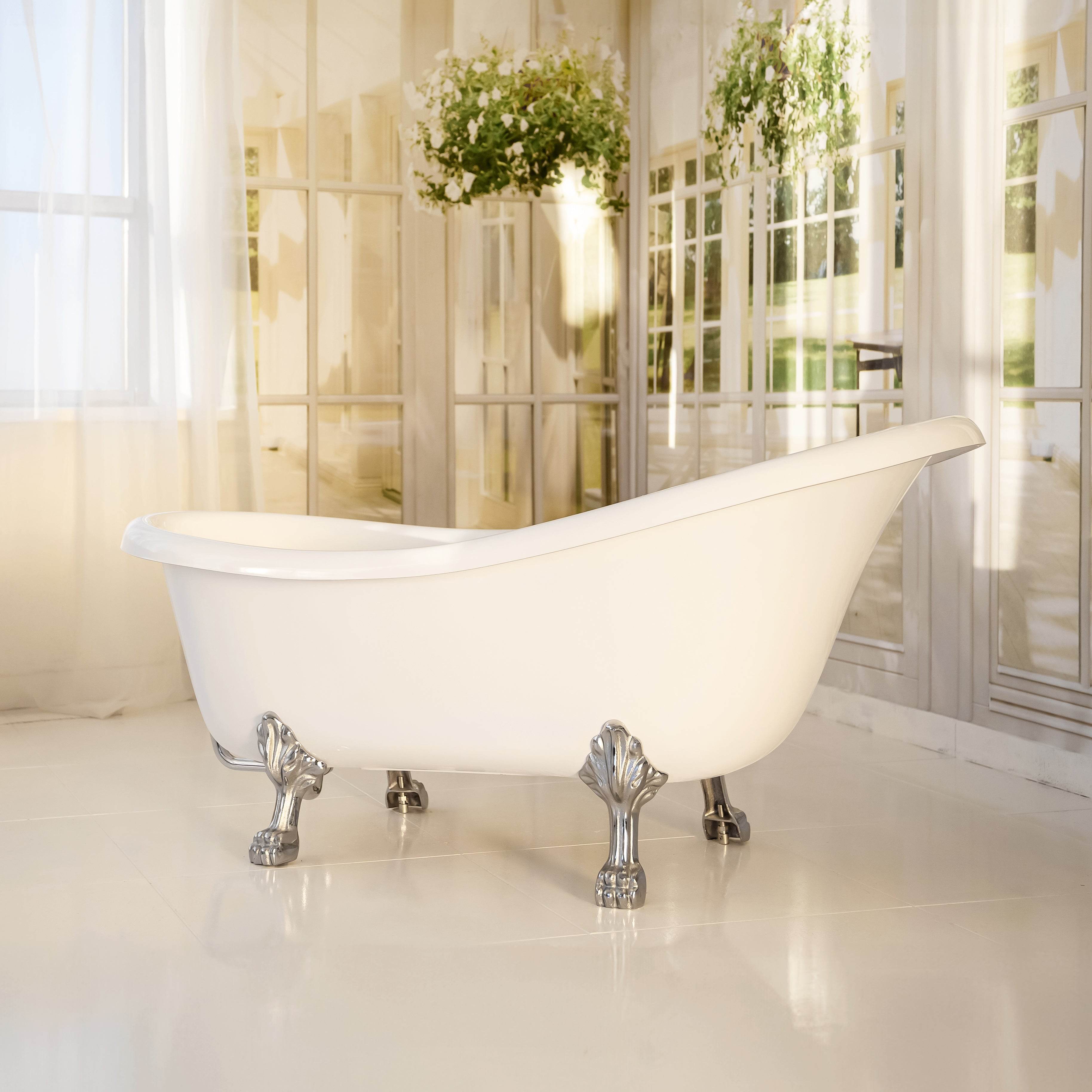 Dreamwerks 5.5 ft. Acrylic Claw Foot Oval Bathtub - Freestanding Soaking Tub for Luxury Bathroom & Spa Relaxation at Home