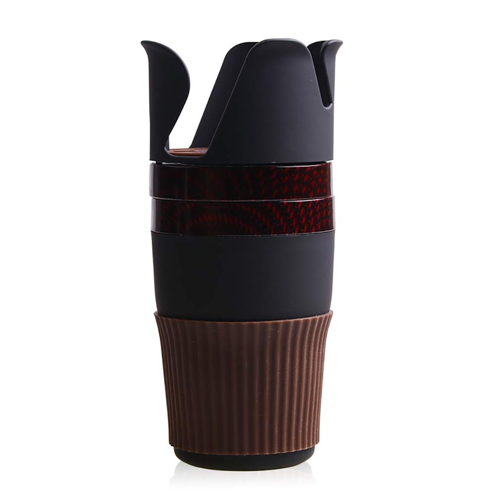 Universal Car Drink Holder - Multi-Use Auto Accessories with Phone & Cup Storage, Red Grid Design Car Console Organizer for Sedans, SUVs, and Trucks - Perfect for Road Trips, Commuting, and Family Travel