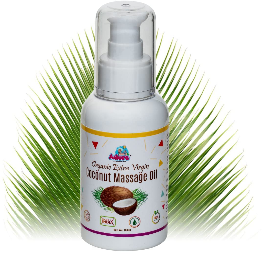 Adore Extra Virgin Cold Pressed Coconut Oil - 100% Pure, Food Grade, 100ml for Massage, Hair Care & Cooking | Perfect for Aromatherapy, Skin Moisturizing & Healthy Recipes