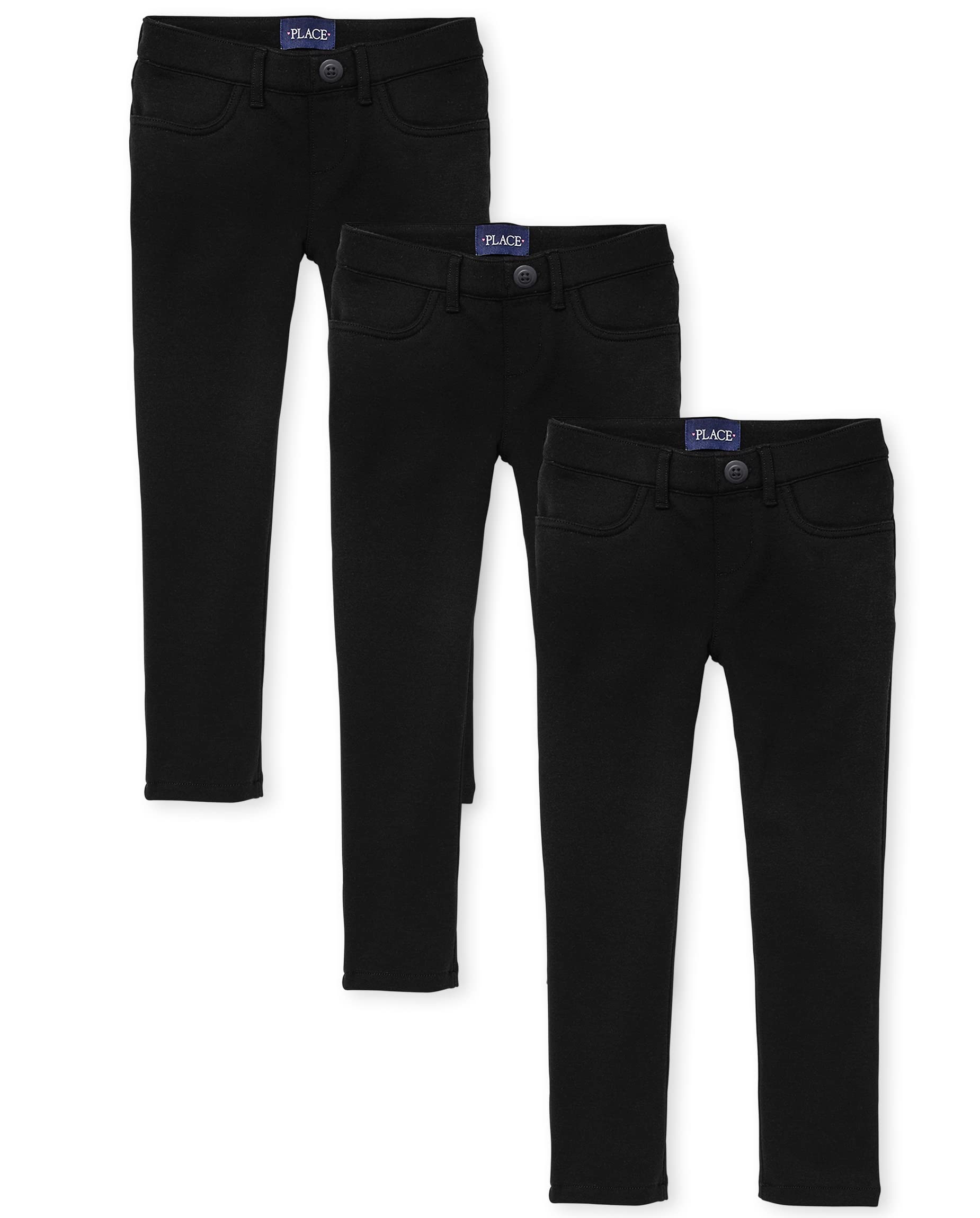 Girls Ponte Knit Jeggings - Comfy Pull-On Pants for Play & School