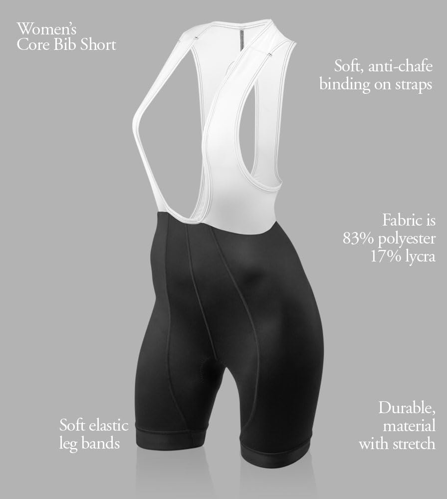 Women's Padded Cycling Bib Shorts - Long Distance Comfort, Breathable & USA Made - Perfect for Road Biking, Spinning & Indoor Cycling Workouts