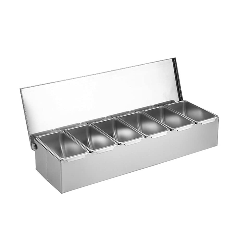 IOOOFU 6-Grid Stainless Steel Seasoning Containers Set with Lids - Spice Jars, Condiment Cruets for Kitchen, Pantry & Dining Table Organization