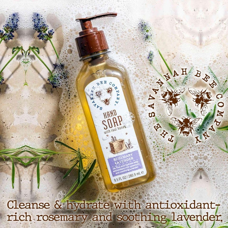 Savannah Bee Company Natural Liquid Hand Soap with Essential Oils - Moisturizing & Antibacterial for Dry Skin - Perfect for Home, Kitchen & Bathroom Use