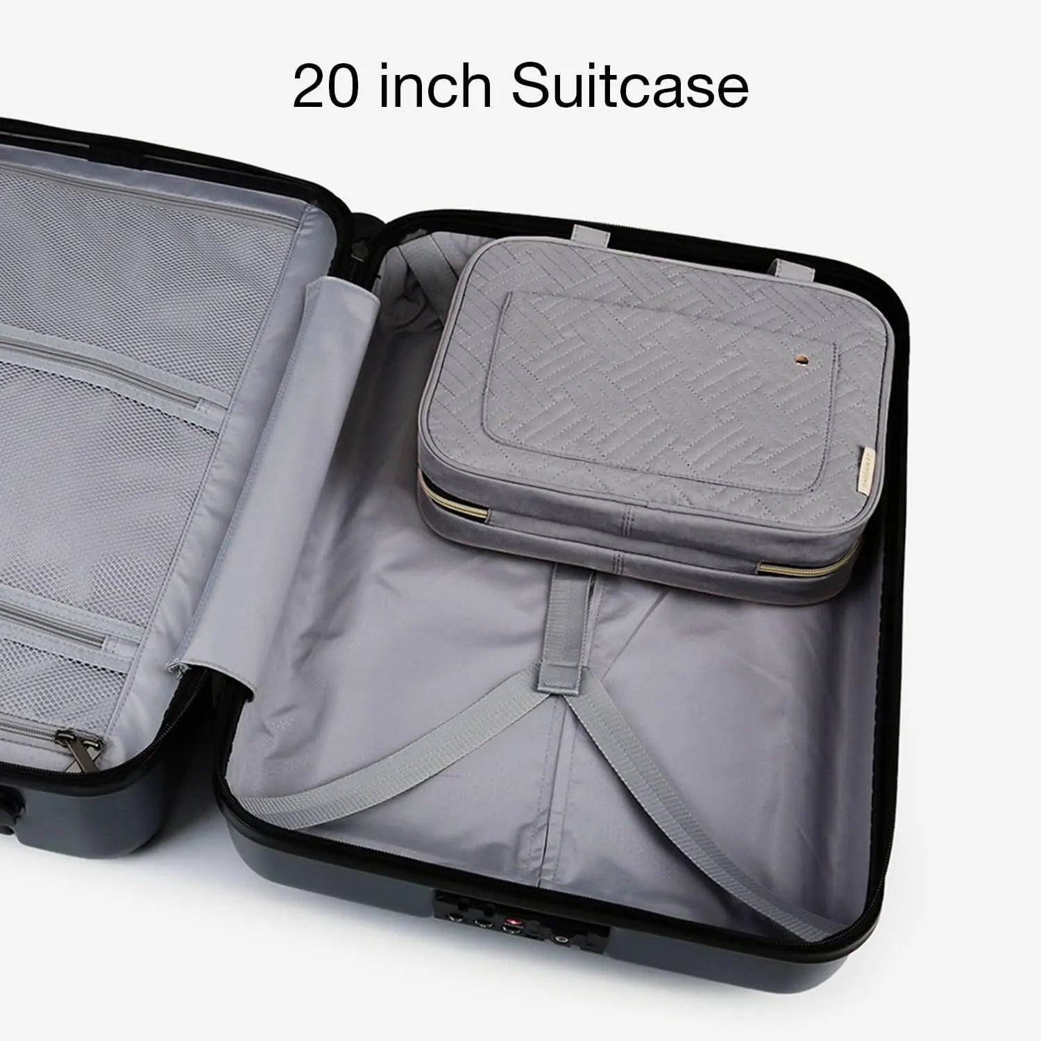 Bonchemin Grey Space Saver Toiletry Bag - Waterproof Travel Cosmetic Organizer for Men & Women - Perfect for Airplane, Camping, Gym & Business Trips