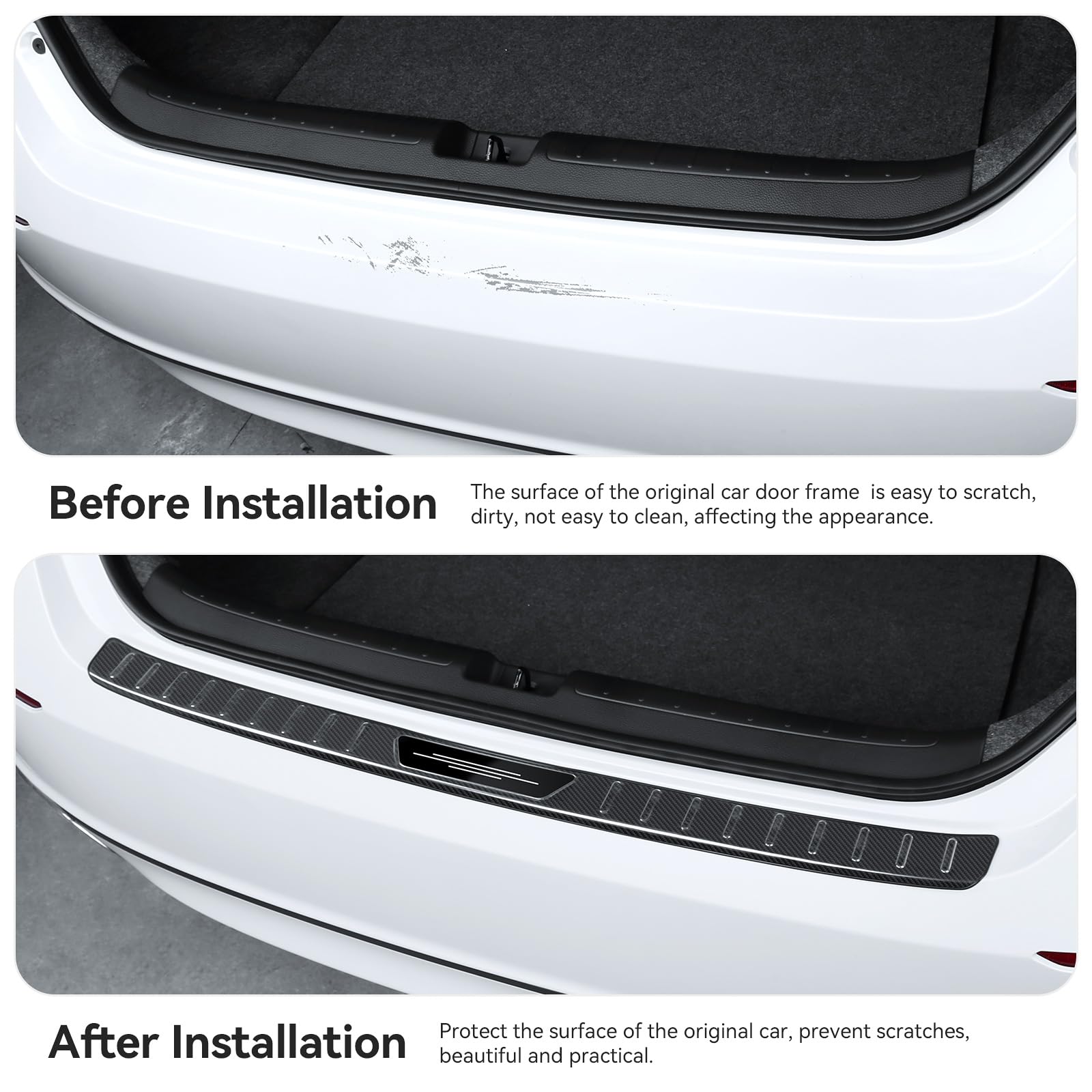 Stainless Steel Rear Bumper Guard & Trunk Sill Protector for Honda Accord 2022-2018 Hybrid/HEV - Carbon Fiber Style Exterior Accessories - Perfect for Parking Protection & Scratch Prevention