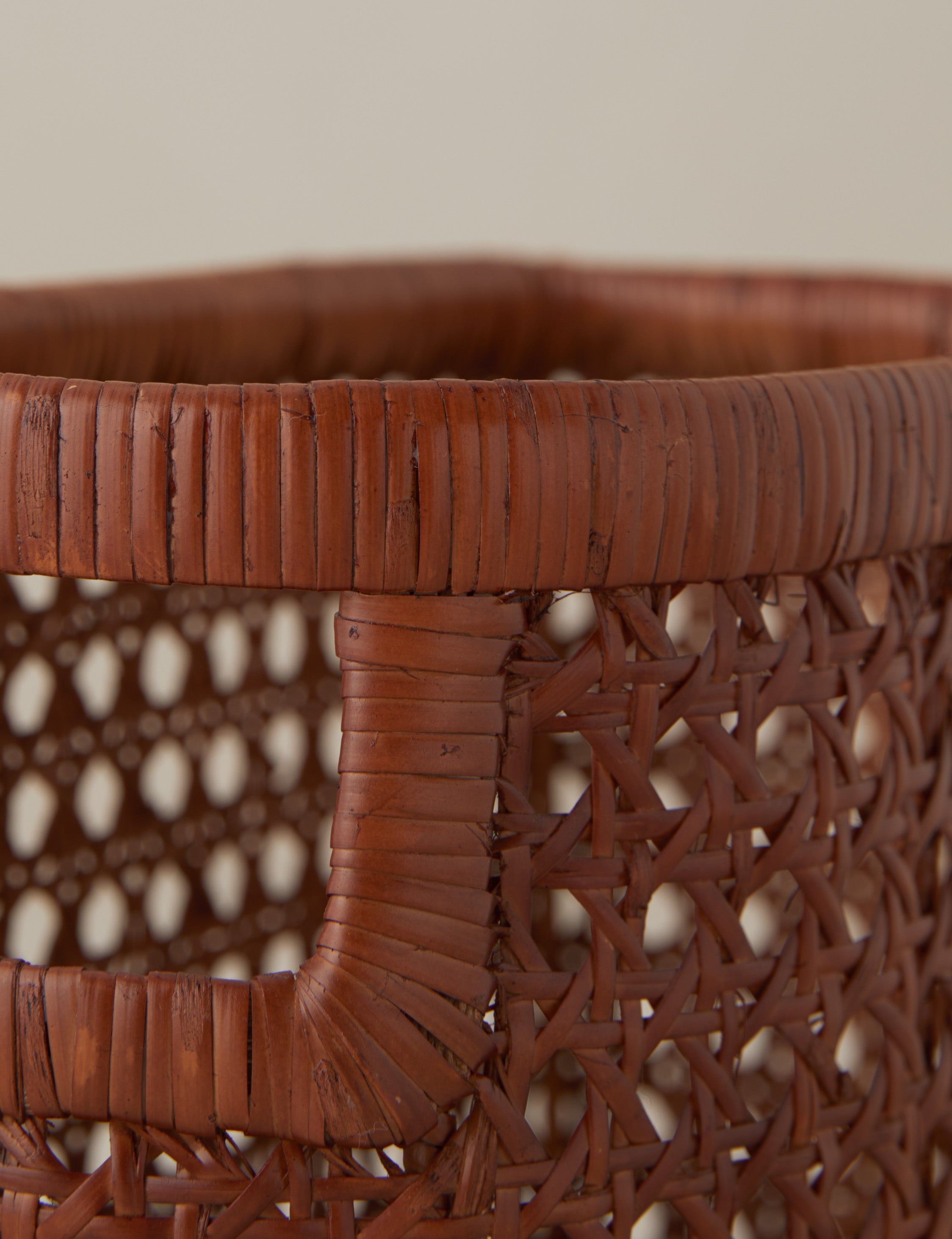 Sarah Sherman Samuel Handwoven Natural Cane Basket - Boho Home Decor, Storage Organizer for Living Room, Bedroom, or Office