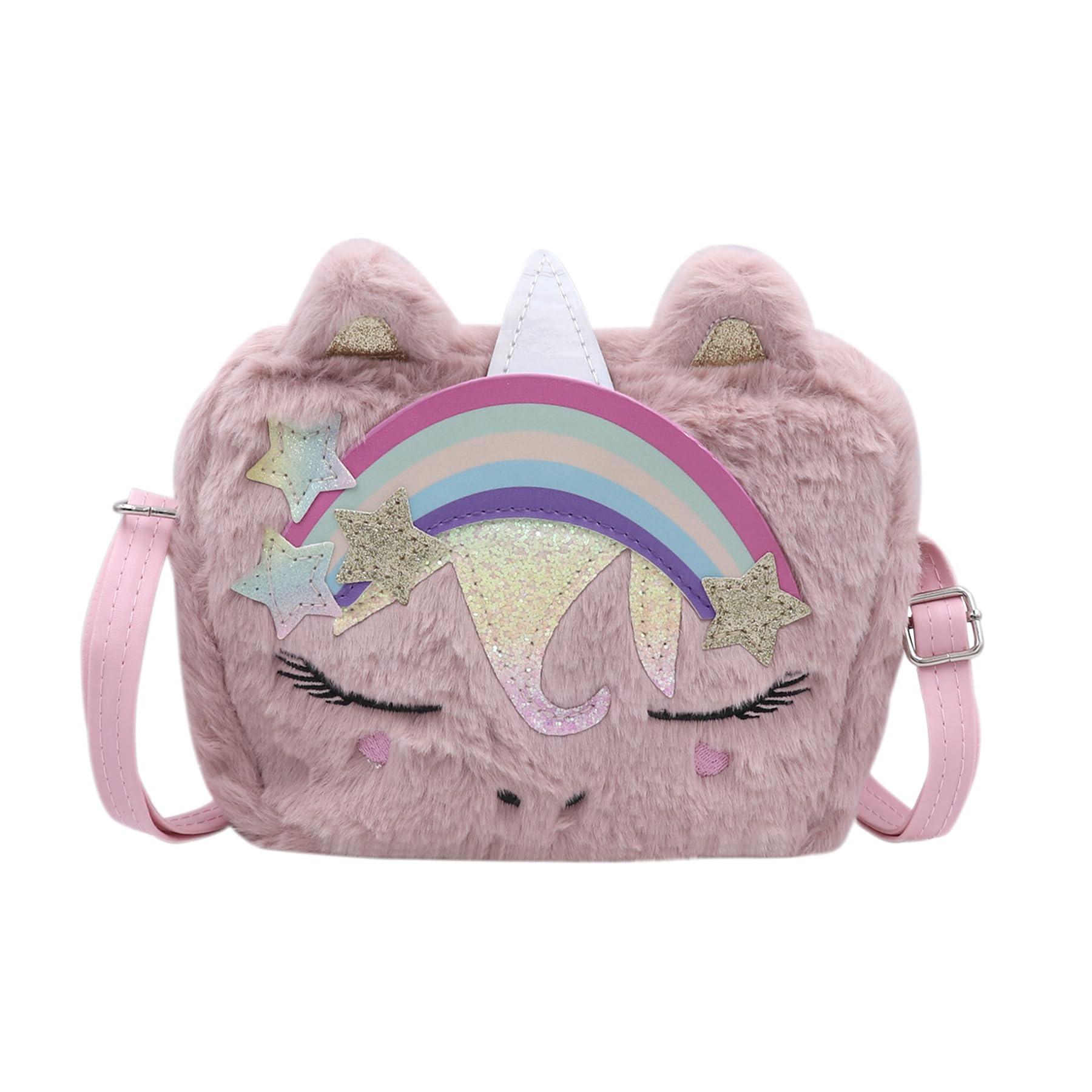 Adorable Pink Fluffy Unicorn Crossbody Bag - Kawaii Plush Shoulder Purse for Women & Girls | Perfect Gift for Birthday, Cosplay, Anime Conventions & Daily Use