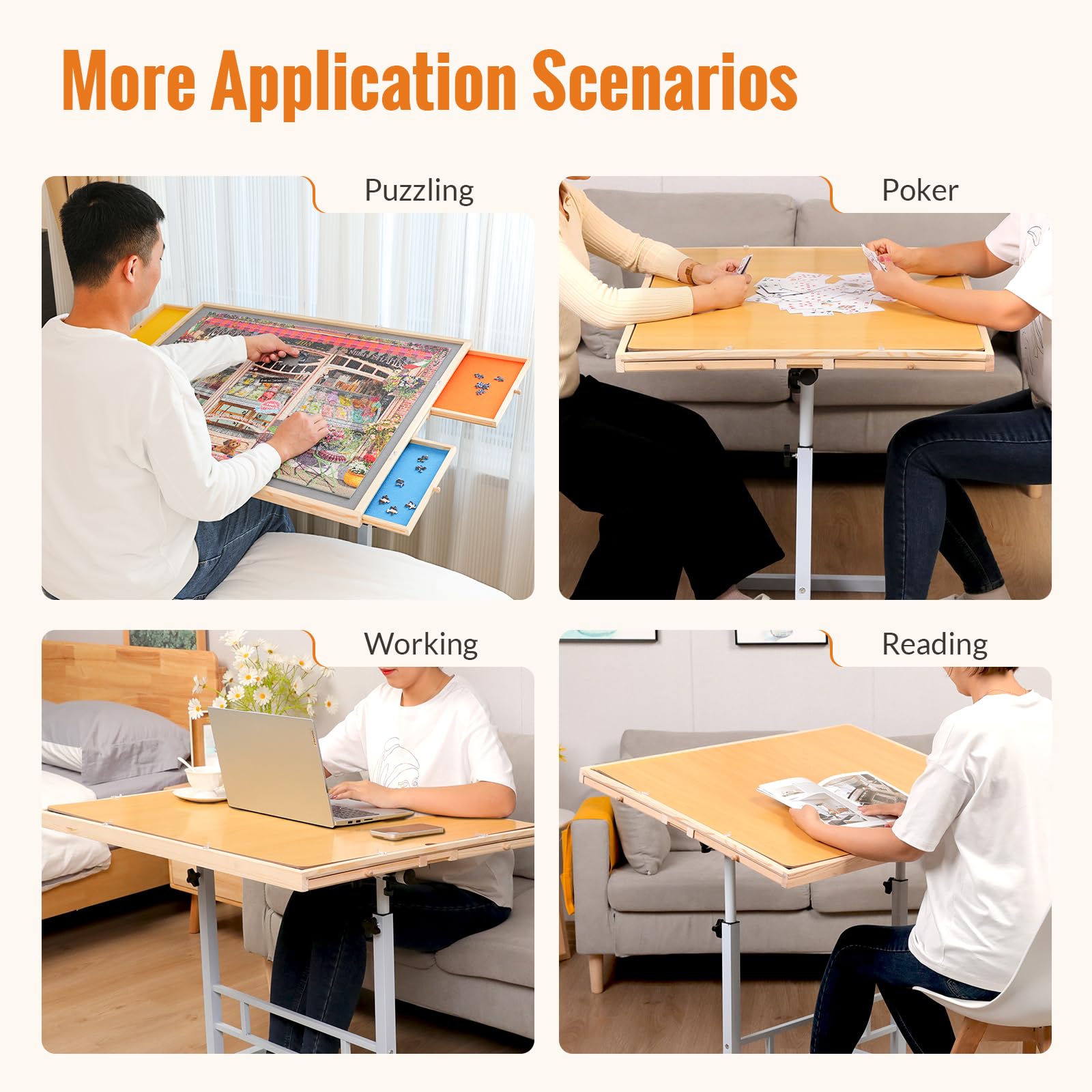 Adjustable Height Tiltable Puzzle Table with Drawers & Legs - 1500 Piece Capacity Portable Jigsaw Board for Adults & Seniors - Perfect for Mother's Day Gifts, Family Game Nights & Relaxing Hobbies