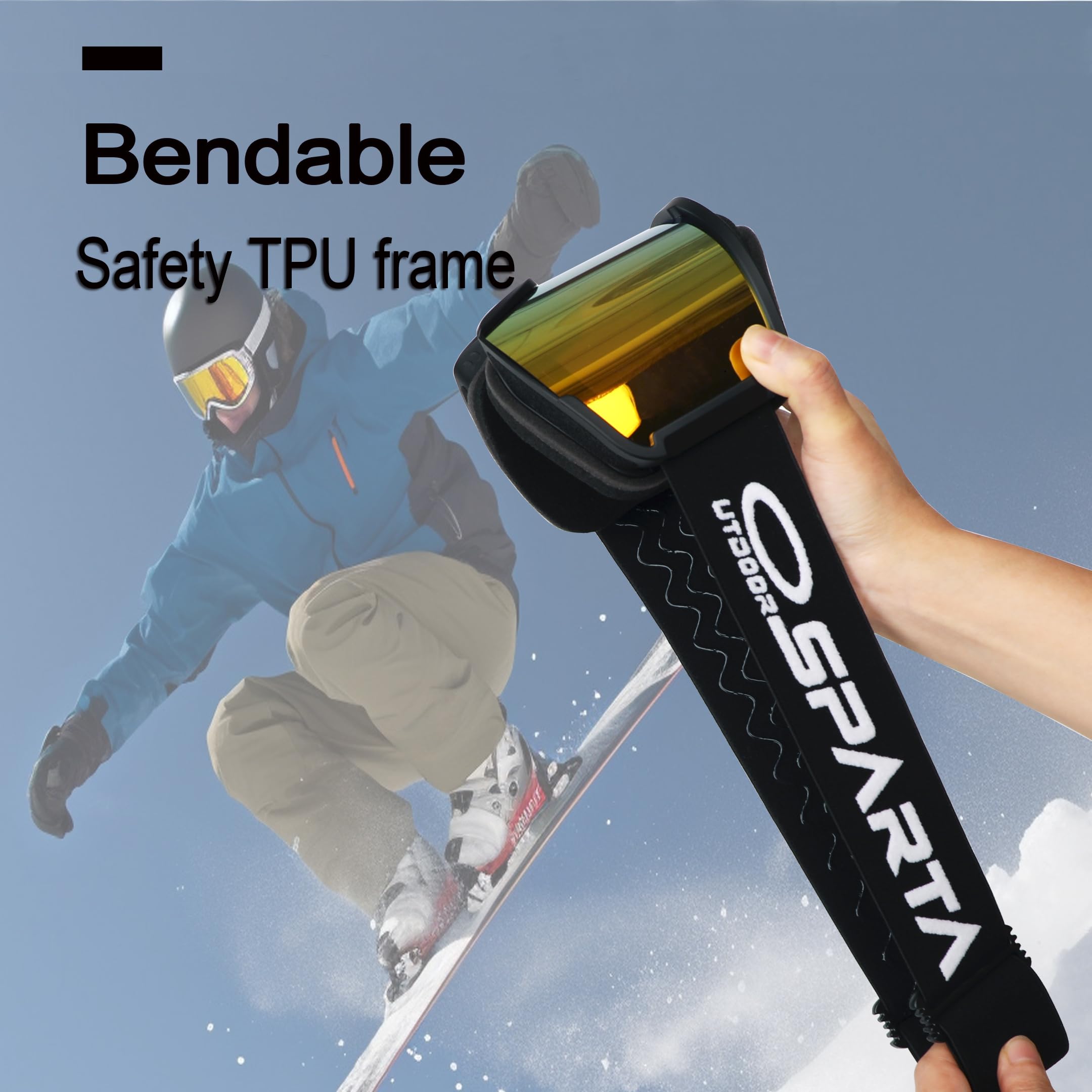 OTG Ski Goggles for Men, Women & Youth - Over Glasses Snowboard Goggles with 100% UV Protection & Anti-Glare Lens - Perfect for Skiing, Snowboarding & Winter Sports