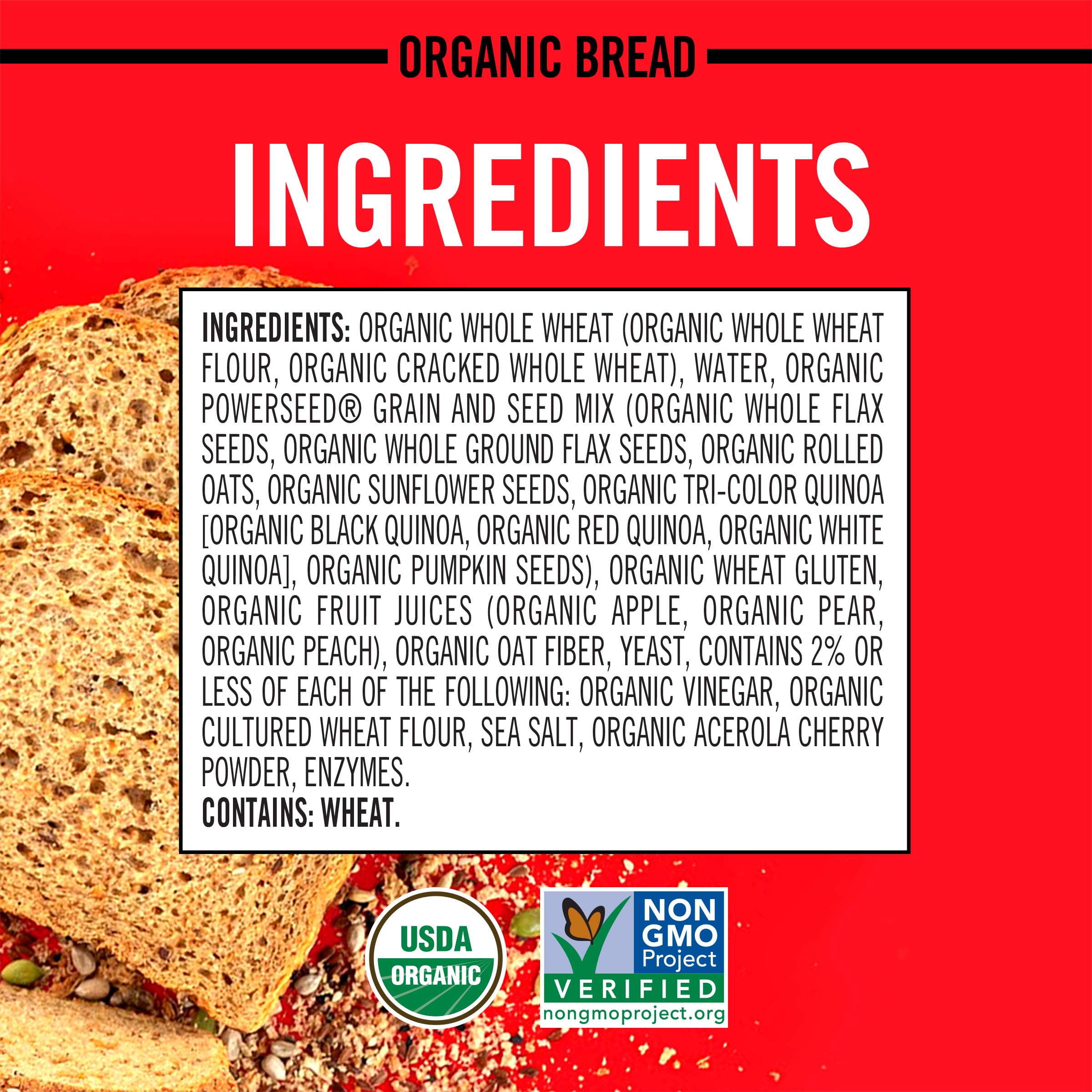 Dave's Killer Bread Powerseed Organic Bread - Seeded, 1g Sugar per Slice, 25oz Loaf | High Protein, Whole Grain Healthy Bread for Sandwiches, Toast & Breakfast