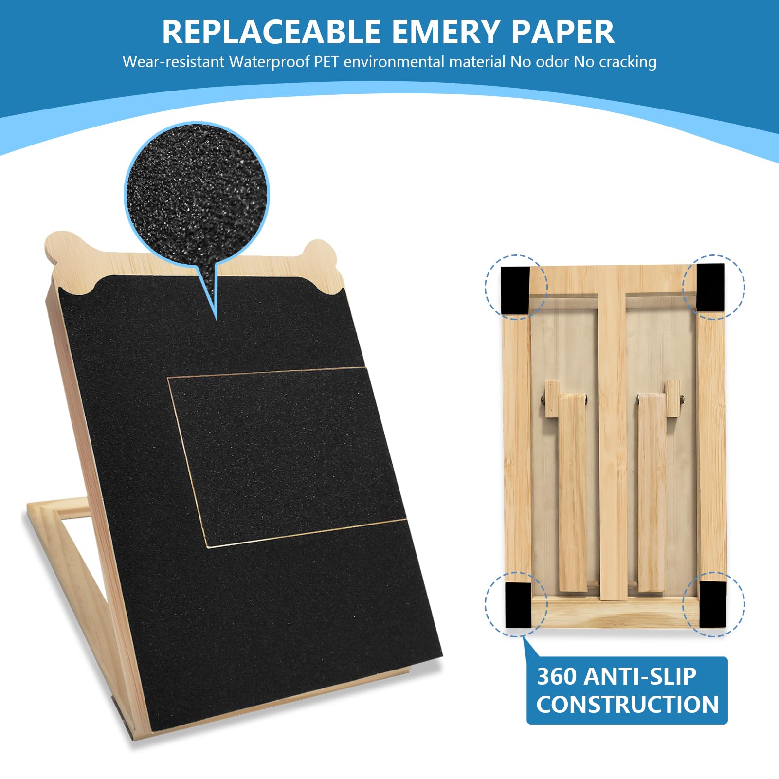 Dog Nail Scratch Pad with 2 Replaceable Sandpaper Sheets - Durable Pet Grooming Tool for Trimming & Filing Dog Claws at Home - Perfect for Small, Medium & Large Dogs