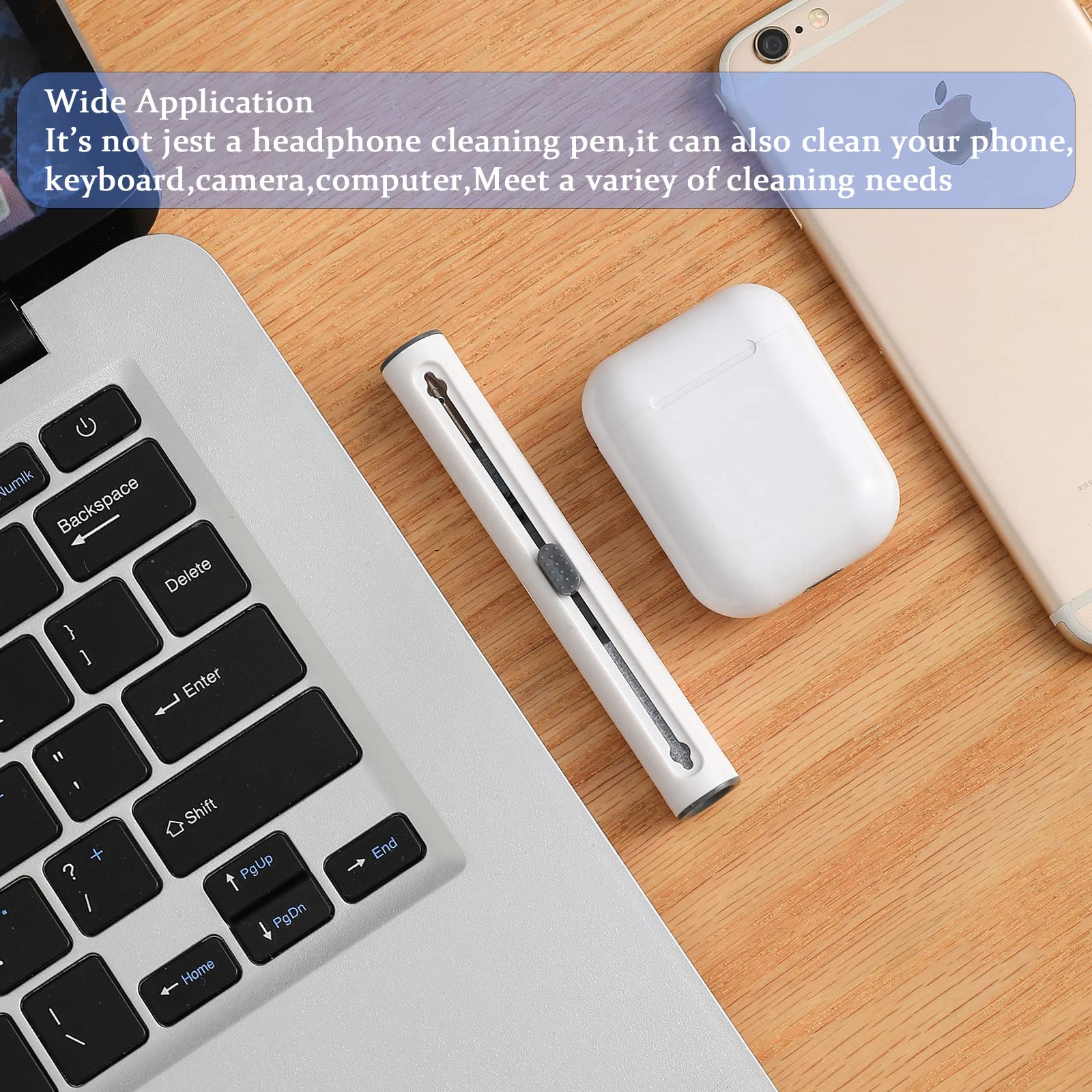 2Pcs Earbud Cleaning Kit - Multi-Function Cleaning Pen with Soft Brush & Flocking Sponge for AirPods, Bluetooth Headphones, Charging Case & Phone Accessories | Perfect for Home, Office & Travel Use