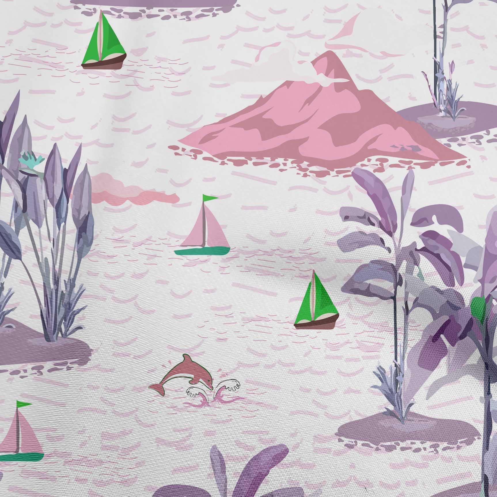 oneOone Cotton Silk Pink Tropical Beach Dress Fabric - 42 Inch Wide Printed Material by The Yard | Perfect for Summer Dresses, Swim Coverups & Boho Fashion