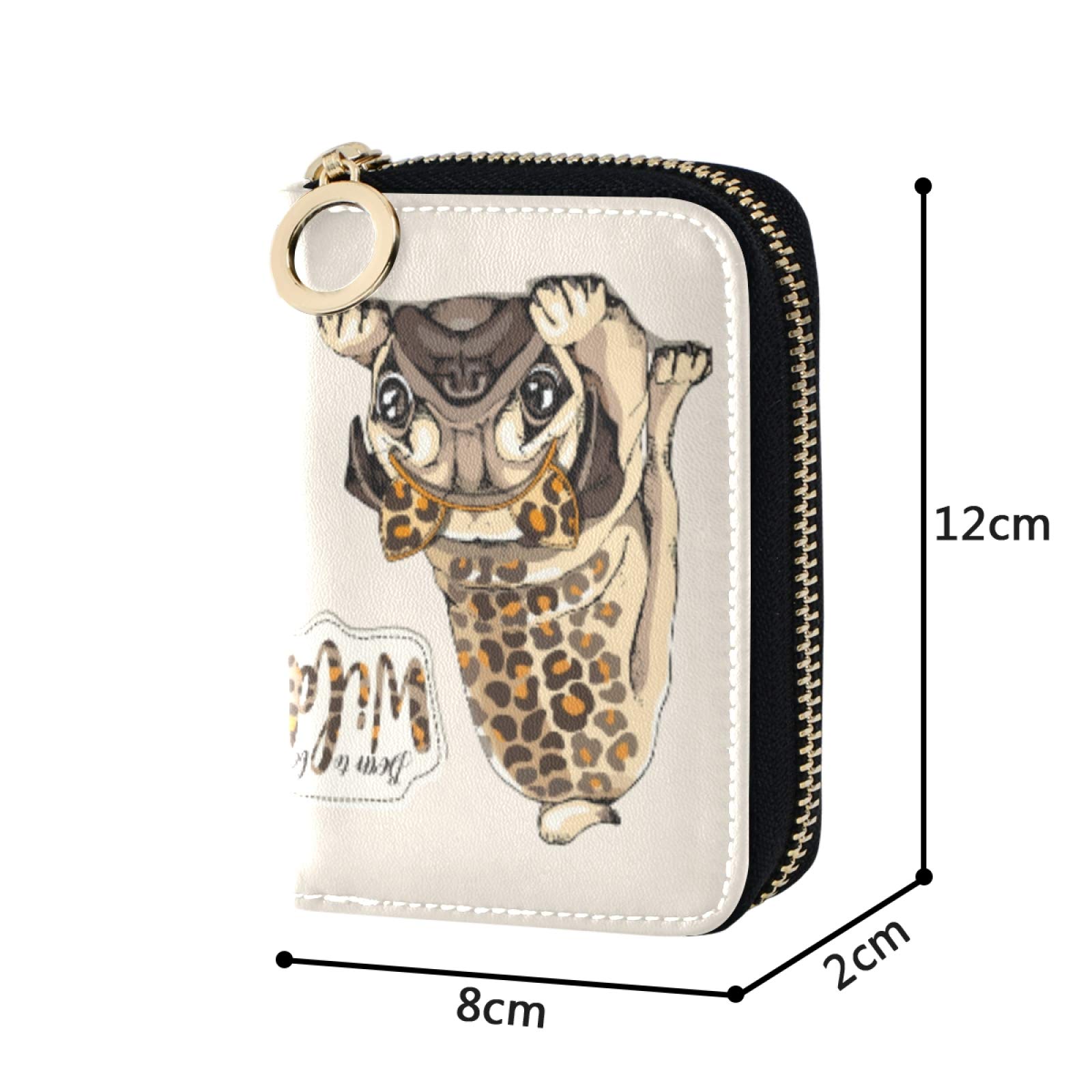 MOYYO RFID Blocking Leather Credit Card Holder Wallet for Women - Stylish Zipper Card Case with Printed Design, Perfect for Travel, Shopping & Everyday Use