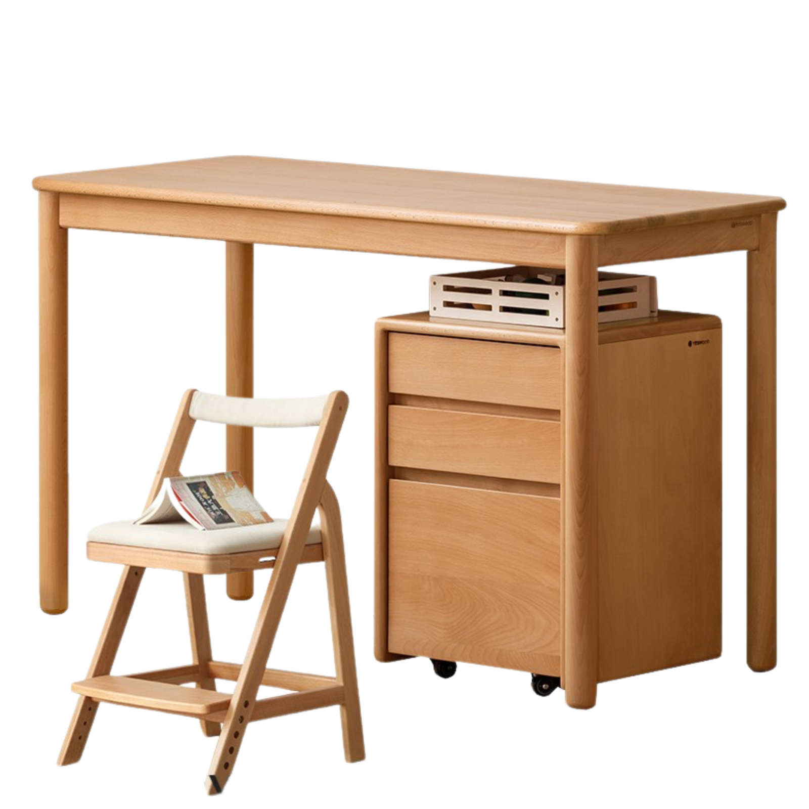 55.1x21.7x29.5 inch / 140x55x75 cm / natural wood color / Beech desk + chest of drawers + lift chair