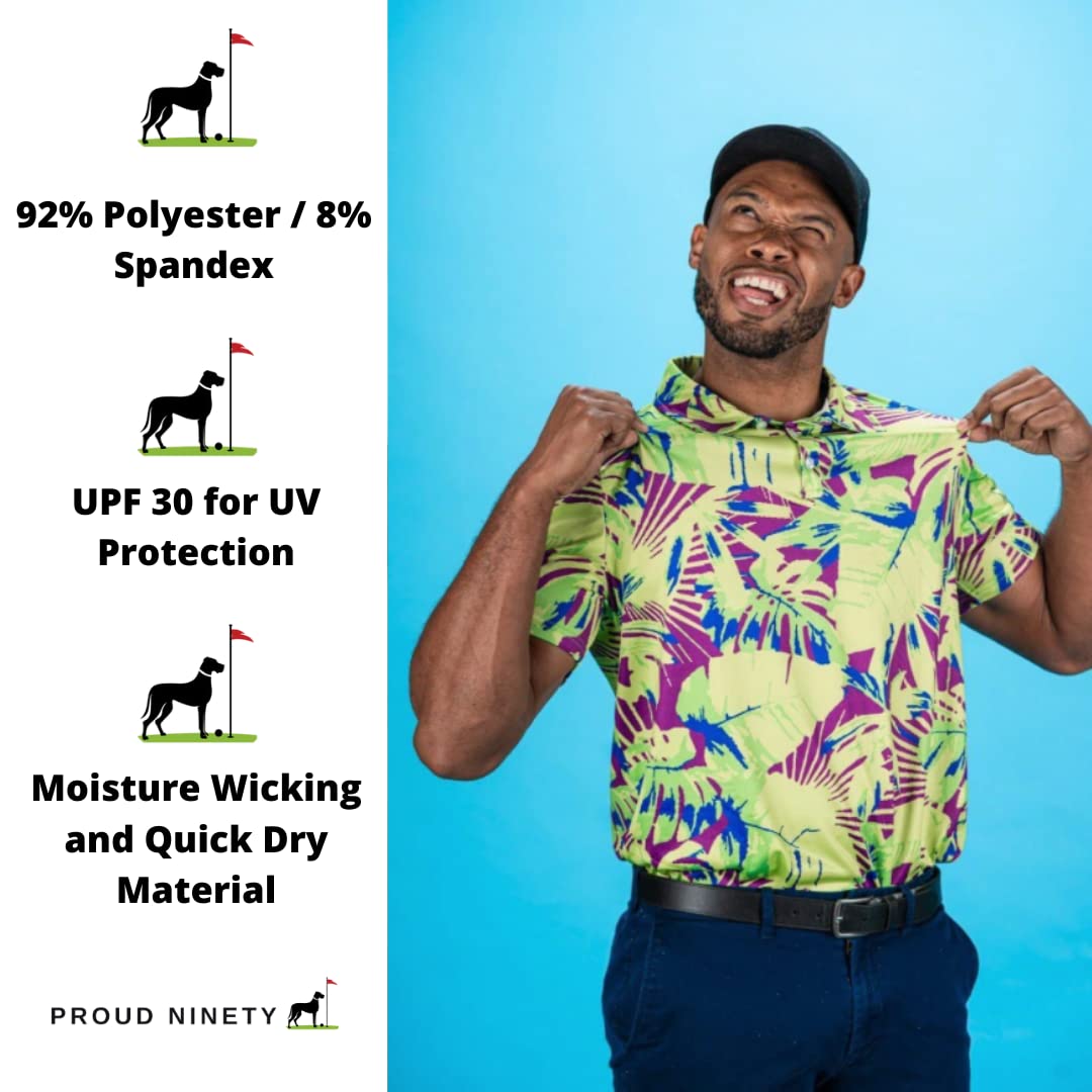 Wild Palms Performance Golf Shirts for Men - Moisture-Wicking Spandex & Polyester Polo Shirts - Breathable Athletic Apparel for Golf, Tennis & Casual Wear