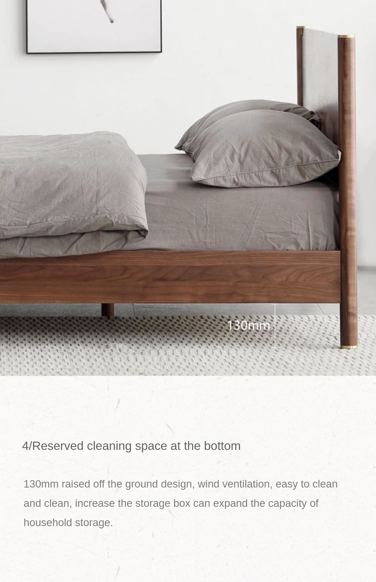 Premium Black Walnut & Ash Solid Wood Bed Frame - Handcrafted Queen/King Size Bed for Modern & Rustic Bedrooms - Perfect for Master Suites, Guest Rooms & Farmhouse Style Homes