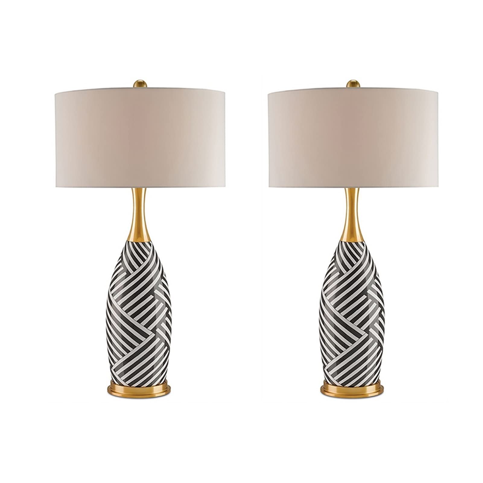 Eye-Caring Zebra Stripes Desk Lamp with Linen Shade - Adjustable Table Lamp for Home Office, Bedroom Nightstand & Living Room - 2 Pack Large Size Study Lamp for Reading & Working