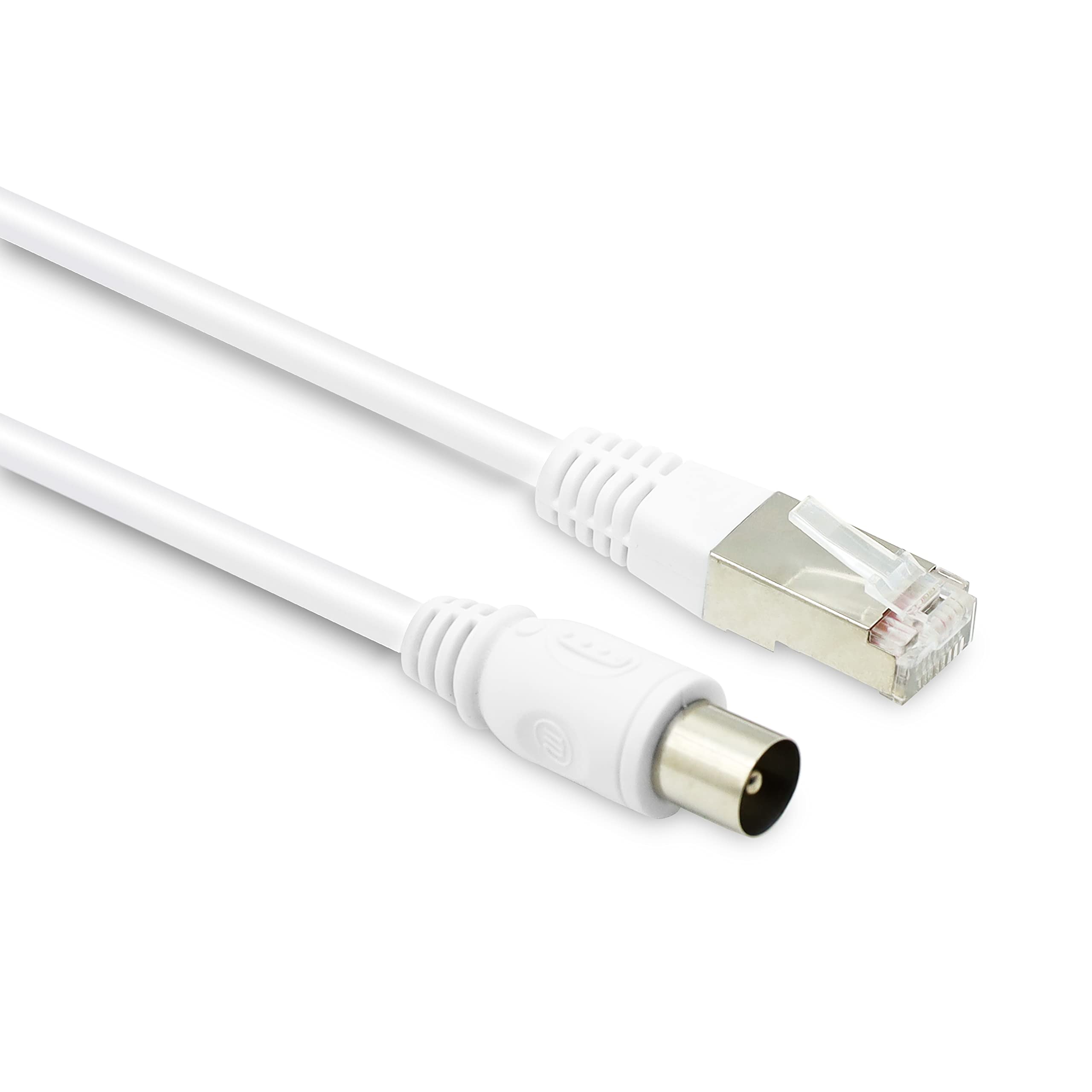 Metronic 395286 RJ45 Ethernet & TV Coaxial Cable - 9.52mm Male to Male Connector - 5m High-Speed Cable for Home/Office Networking & HD TV Setup