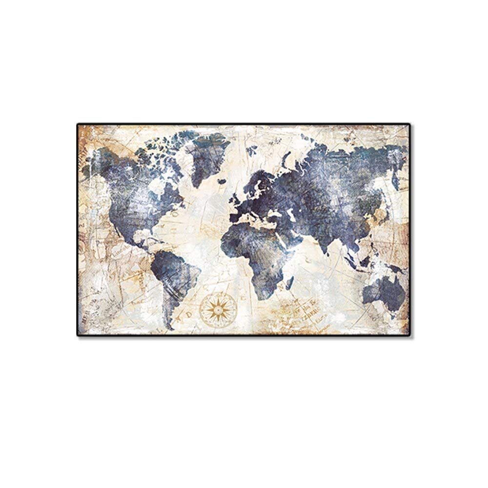 Watercolor World Map Wall Art - Handmade Canvas Painting for Living Room & Bedroom Decor - Perfect for Home, Office, or Gift Giving