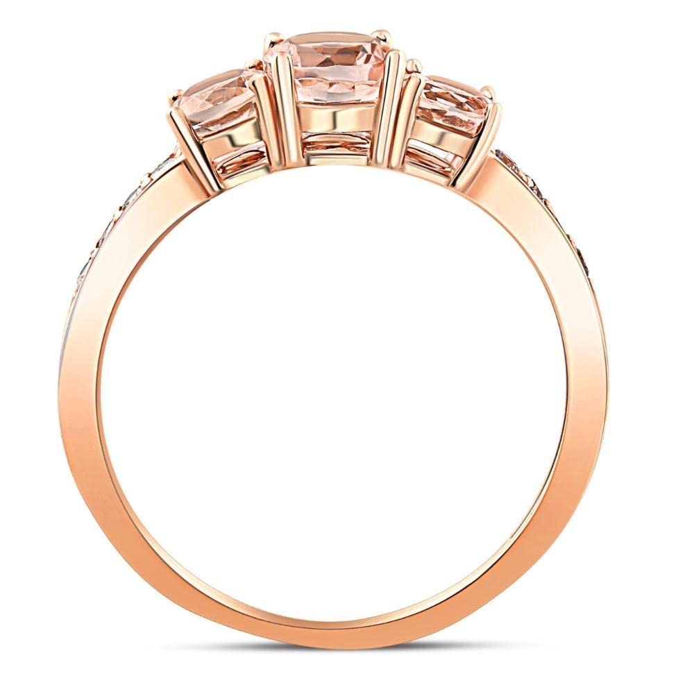 1ct Morganite & Diamond 3-Stone Engagement Ring in 10k Rose Gold - Perfect for Proposals, Anniversaries & Romantic Gifts