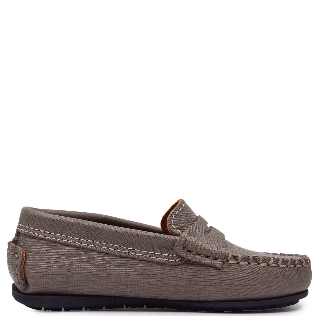 Premium Atlanta Moccasin Taupe Textured Penny Loafers - Comfortable Men's Casual Shoes for Office, Business & Everyday Wear