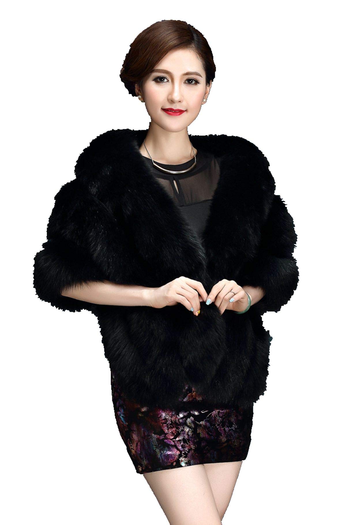 Luxury RULTA Women's Faux Fox Fur Shawl Wrap - Soft Winter Cape Coat for Weddings, Parties & Evening Events - Elegant Fashion Accessory for Special Occasions & Cold Weather