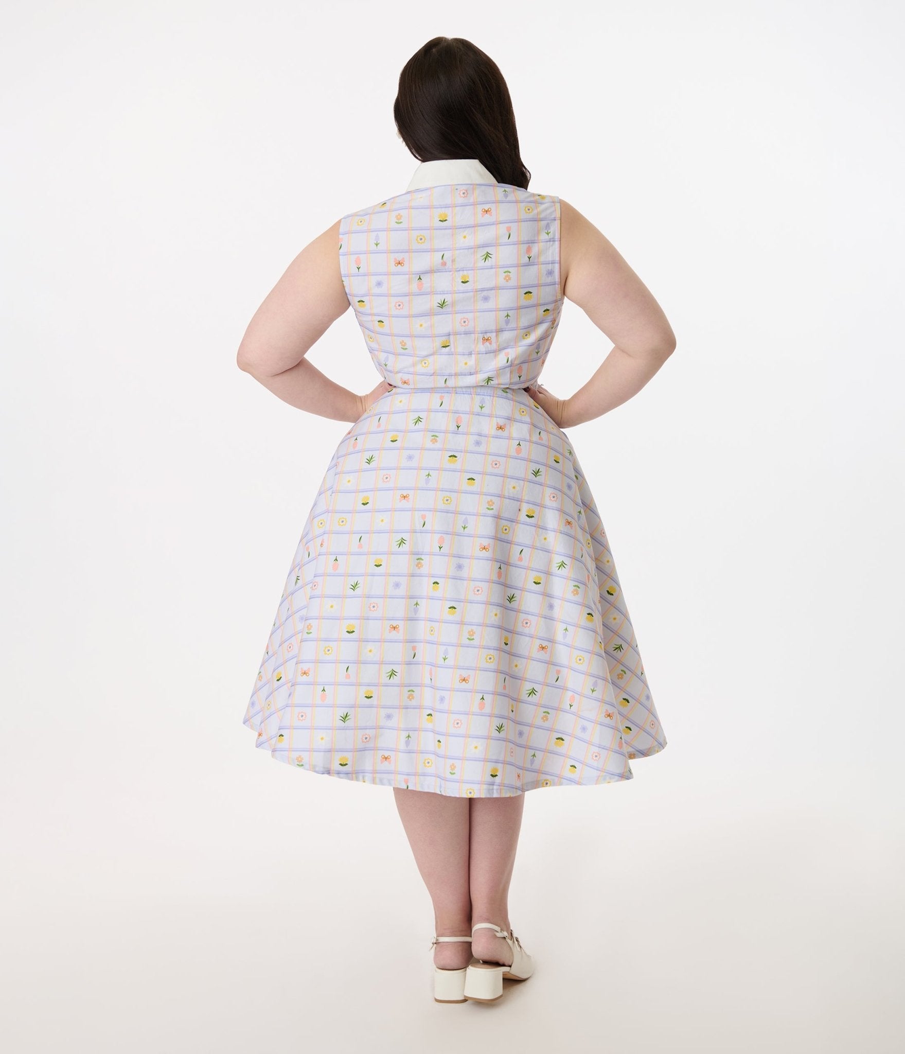 Disney Bambi Collection Plus Size Lavender Plaid Swing Dress by Unique Vintage - Perfect for Spring Outfits, Tea Parties & Disneybounding