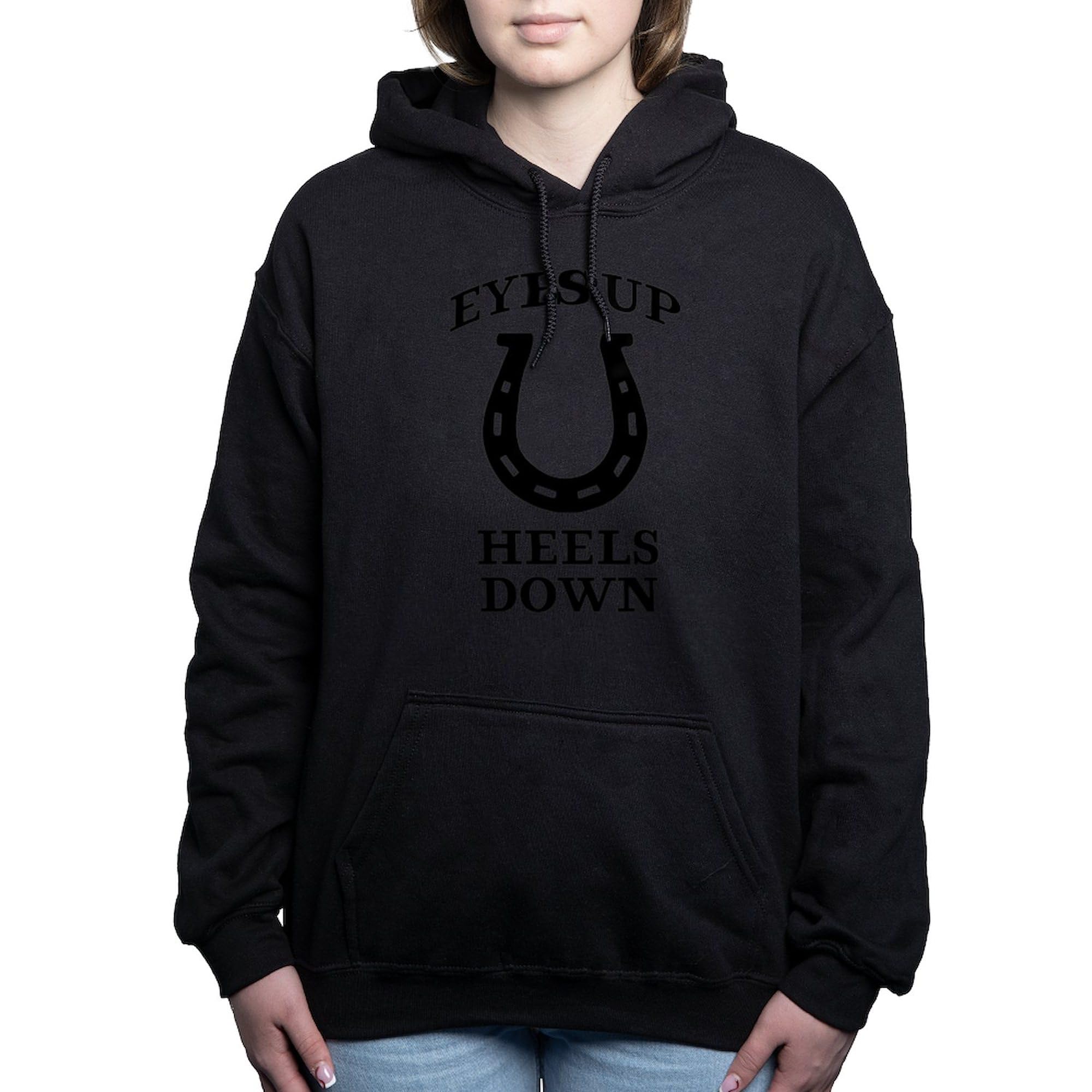 Eyes Up Heels Down Women's Dark Pullover Hooded Sweatshirt | Cozy Fleece Hoodie for Casual Wear & Outdoor Activities | Perfect for Gym, Running, and Everyday Fashion