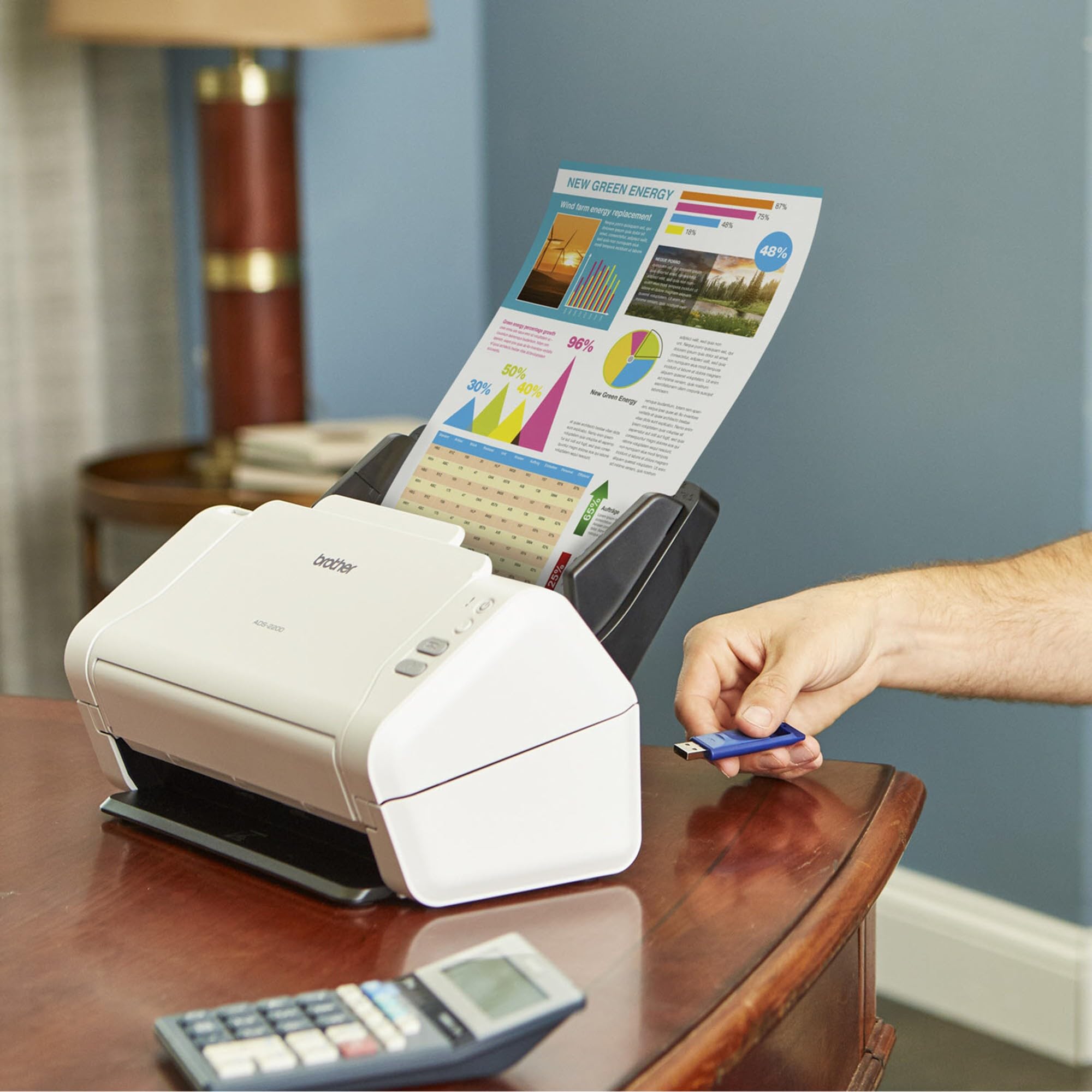 Brother ADS-2200 High-Speed Duplex Desktop Document Scanner with Multiple Scan Destinations - Perfect for Office, Home & Business Document Digitization