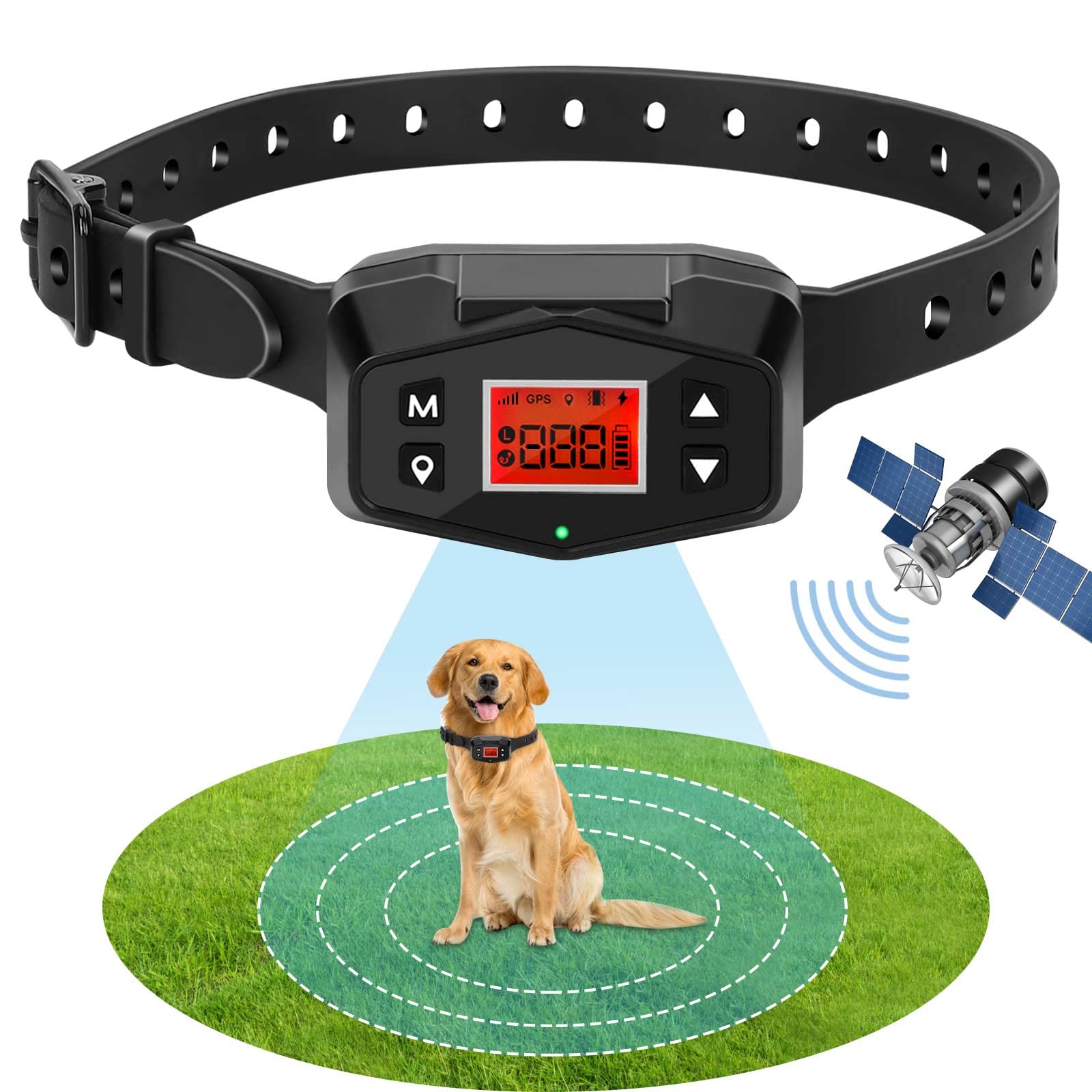 PEKET GPS Wireless Dog Fence System - Rechargeable Waterproof Electric Dog Collar with 99-3000ft Range - Invisible Pet Containment for Medium & Large Dogs - Perfect for Backyard, Farm & Outdoor Training