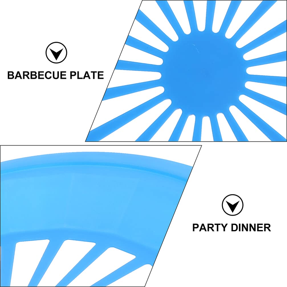 12-Piece Reusable BBQ Grill Plate Holder Set - Lightweight Plastic Dinner Plates & Picnic Supplies for Outdoor Barbecue, Camping, and Party Events