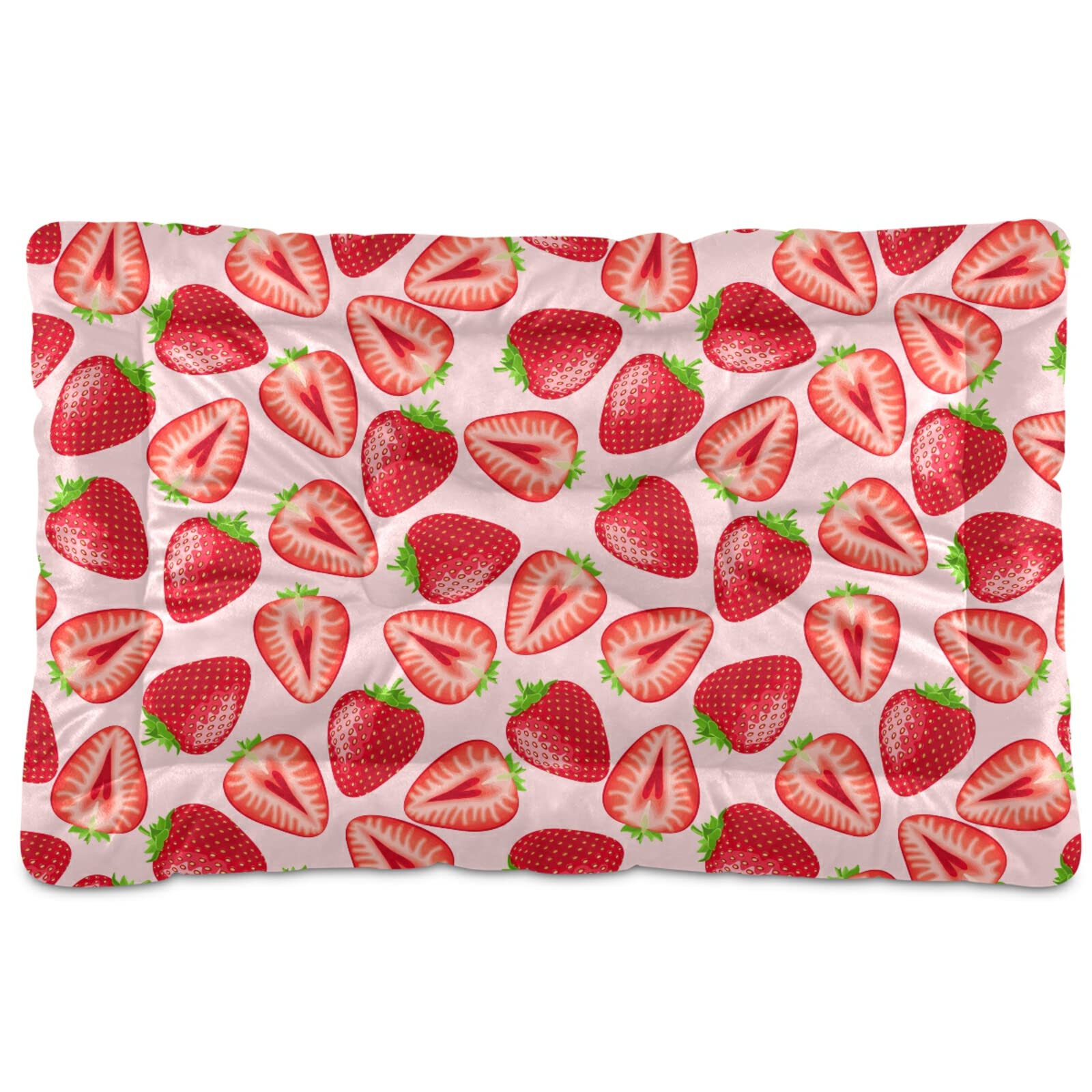 Red Strawberry Dog Bed - Soft Anti-Slip Pet Mat for Large Dogs & Cats | Home & Crate Use