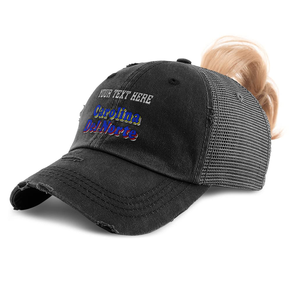 Women's Ponytail Trucker Hat - Carolina Del Norte State America Distressed Baseball Cap for Outdoor Activities, Sports & Casual Wear
