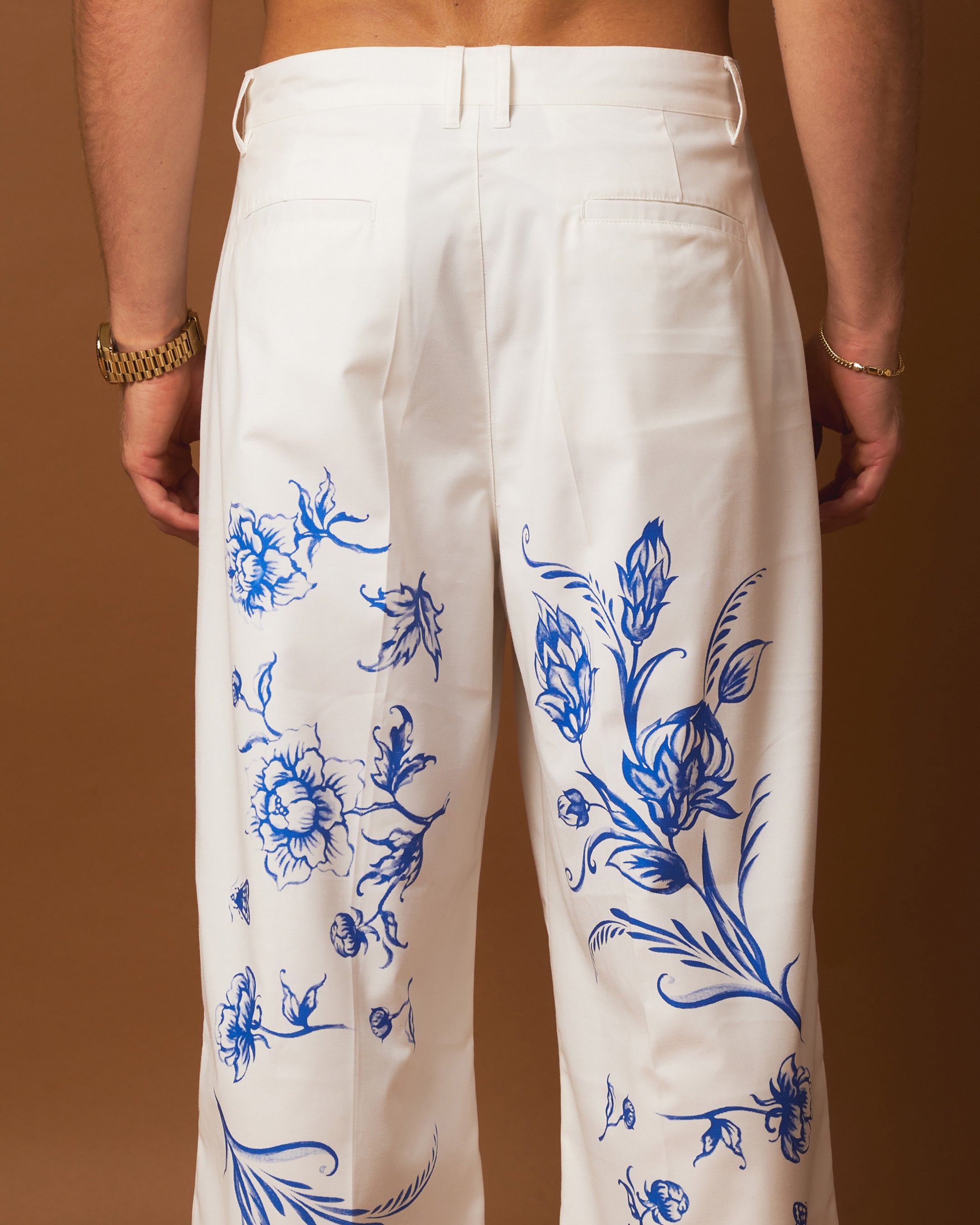 404 Ceramic Flare Pants for Women - High Waisted Wide Leg Trousers in Off White | Boho Chic Vintage Style for Casual Wear, Office & Date Night