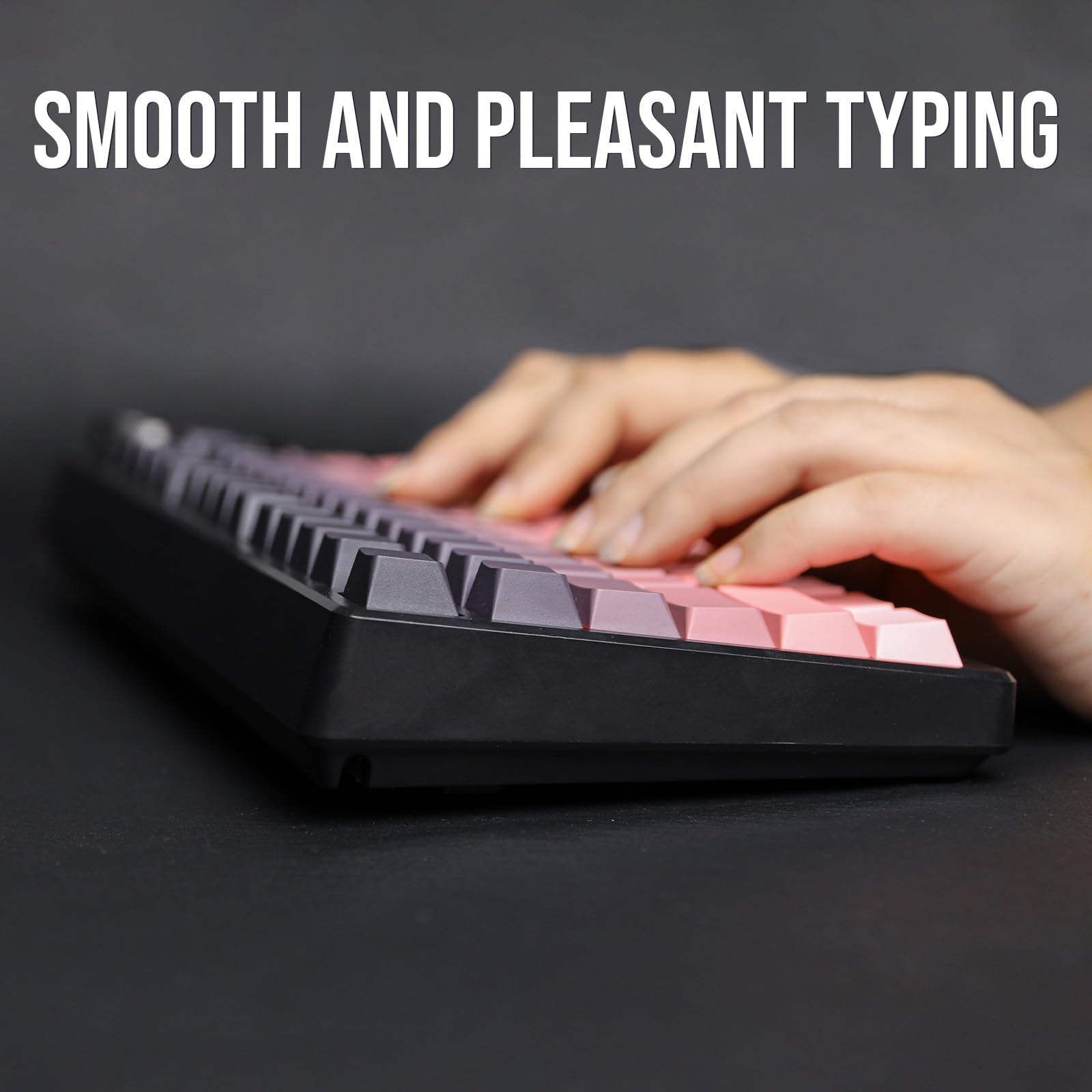 EPOMAKER HE75 Wireless Mechanical Keyboard - RGB Backlit, Hot-Swappable, 4000mAh Battery for Gaming & Office (Black Pink)