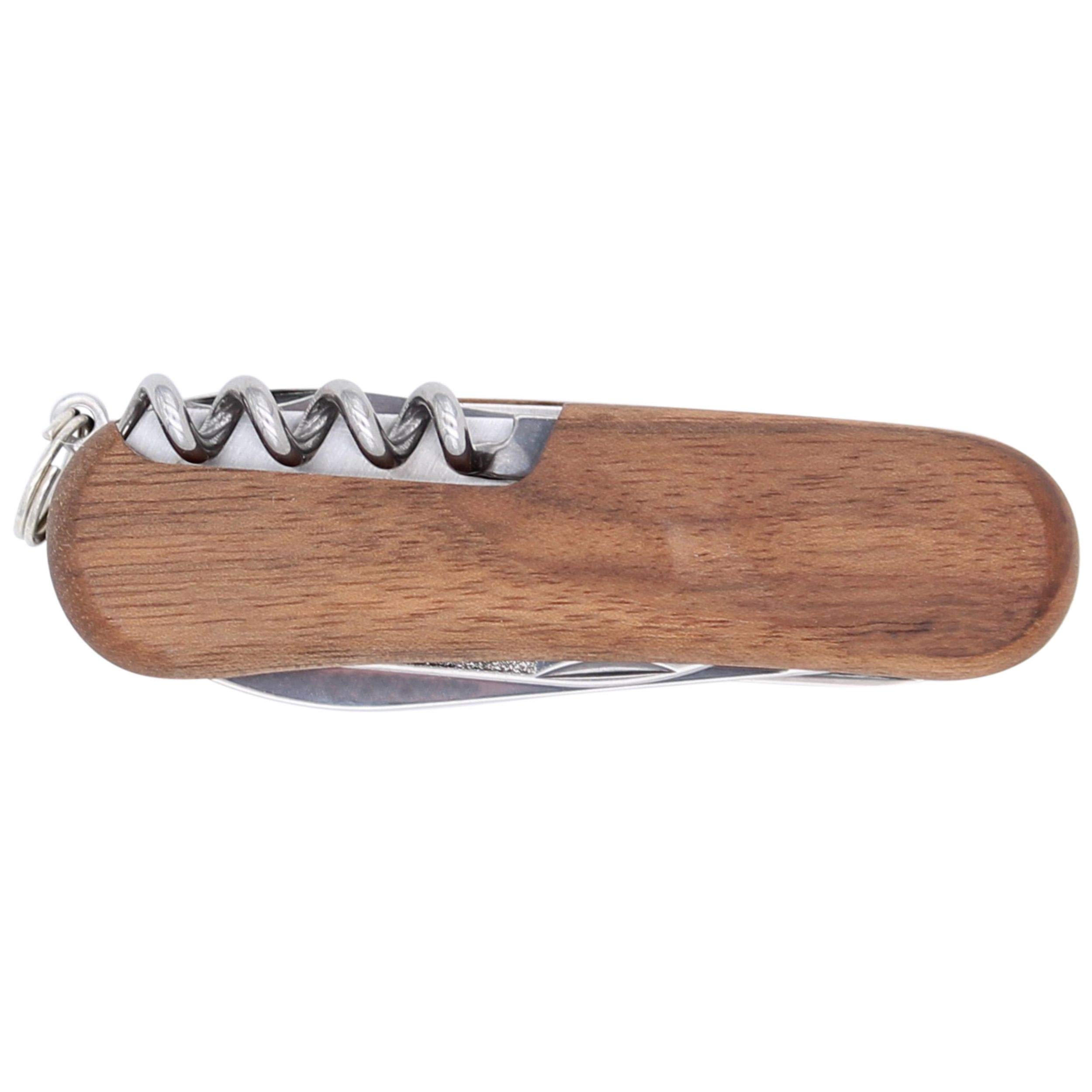 Personalized Walnut Handle Victorinox Swiss Army Evolution Wood 14 Multitool - Laser Engraved Swiss Knife for Camping, Hiking & Everyday Carry (EDC)