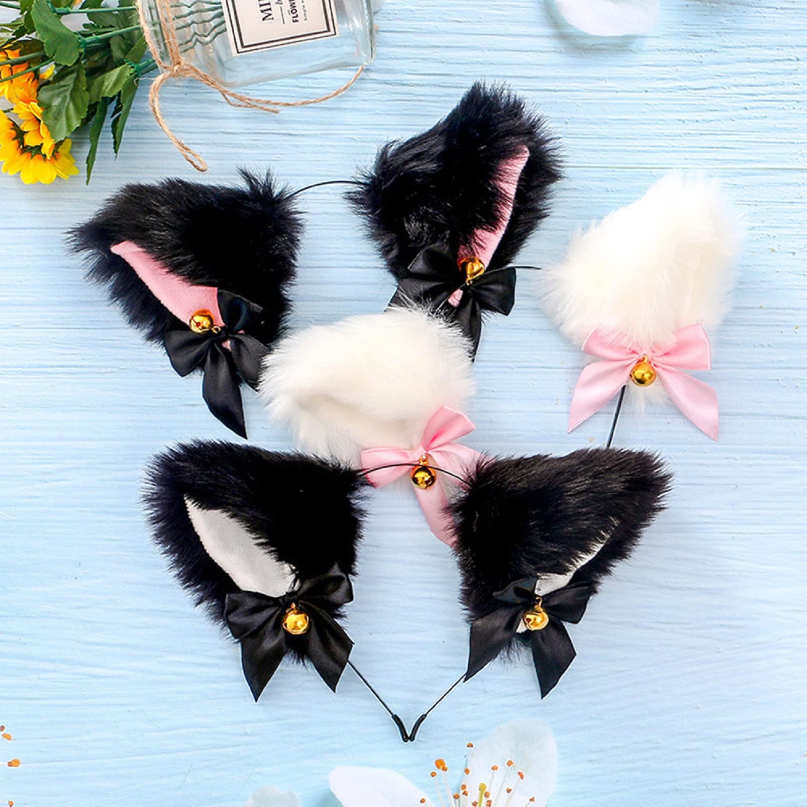 Fxaelian Animal Fox Cat Dog Ears Headband - Cute Furry Cosplay Costume Accessories for Halloween, Parties, Anime Conventions & TikTok Videos