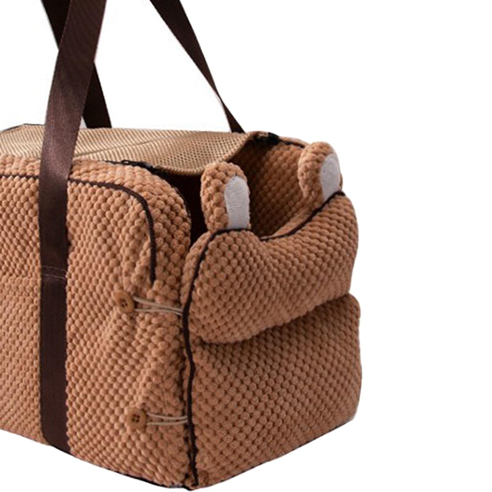 CALANDIS Soft-Sided Dog Car Carrier - Non-Slip Pet Booster Seat & Travel Crate for Small to Medium Dogs | Car, SUV & Home Use | Brown