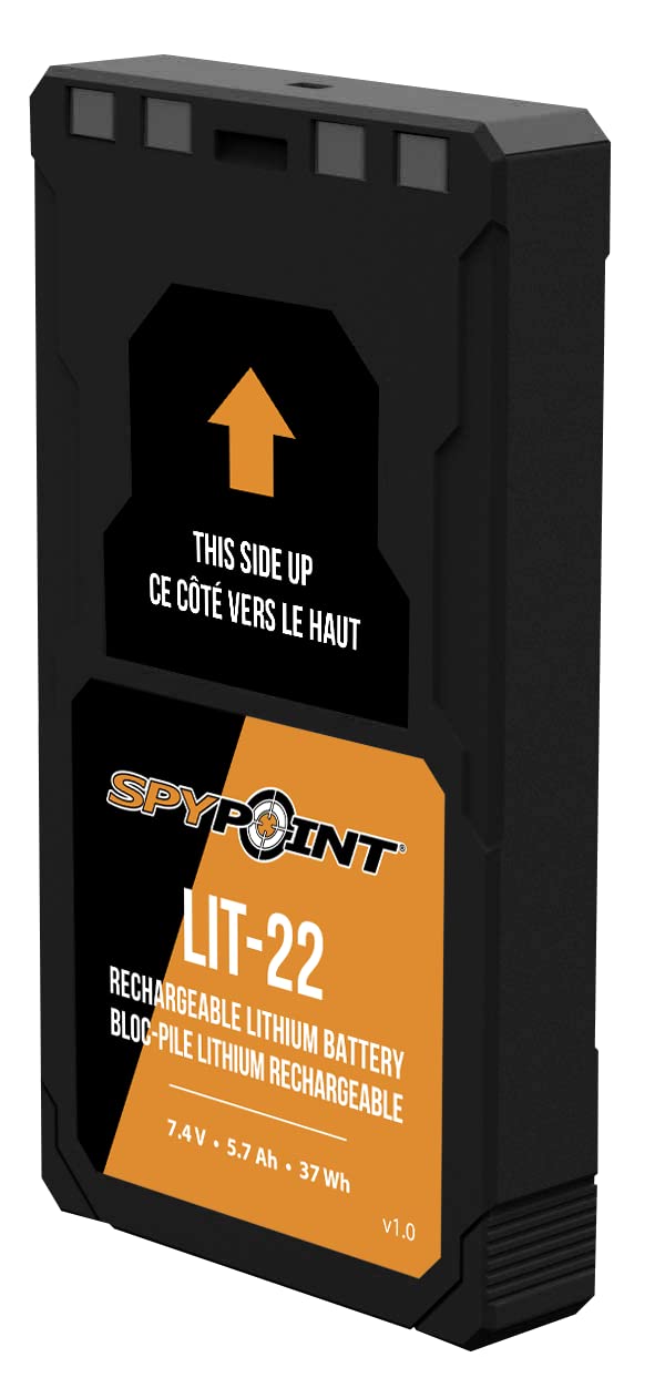 SPYPOINT LIT-22 Rechargeable Lithium Battery Pack 7.4V 5.4Ah for Cellular Trail Cameras - Compatible with Flex Series (Flex-M, Flex-S, FLEX-G36, Flex-Plus) - Includes AC Charger (2-Pack) - Perfect for Wildlife Monitoring & Outdoor Security
