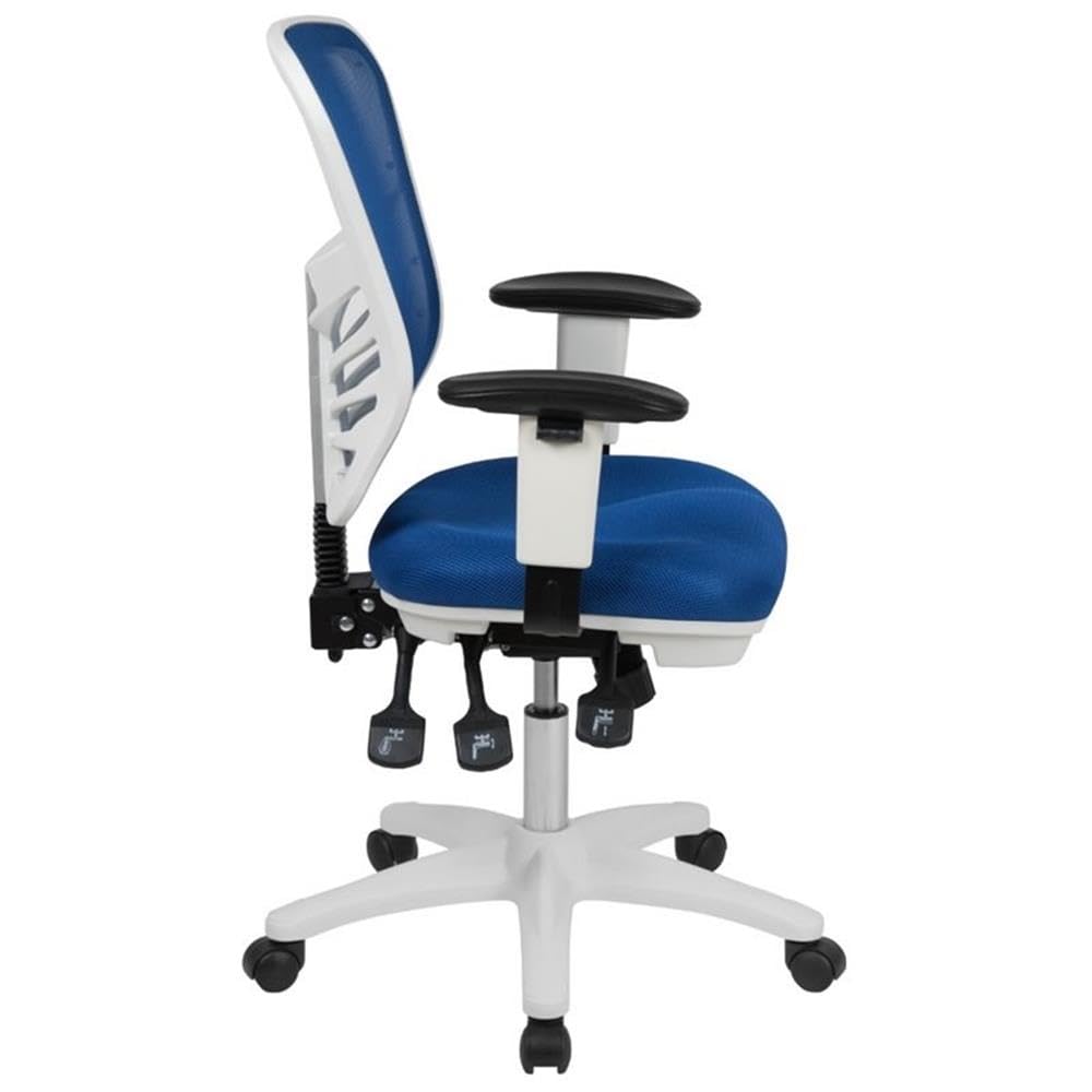 UrbanPro Mid Back Executive Mesh Office Swivel Chair - Ergonomic Desk Chair with Breathable Mesh Back & Adjustable Height, Blue & White - Perfect for Home Office, Conference Rooms & Workspaces