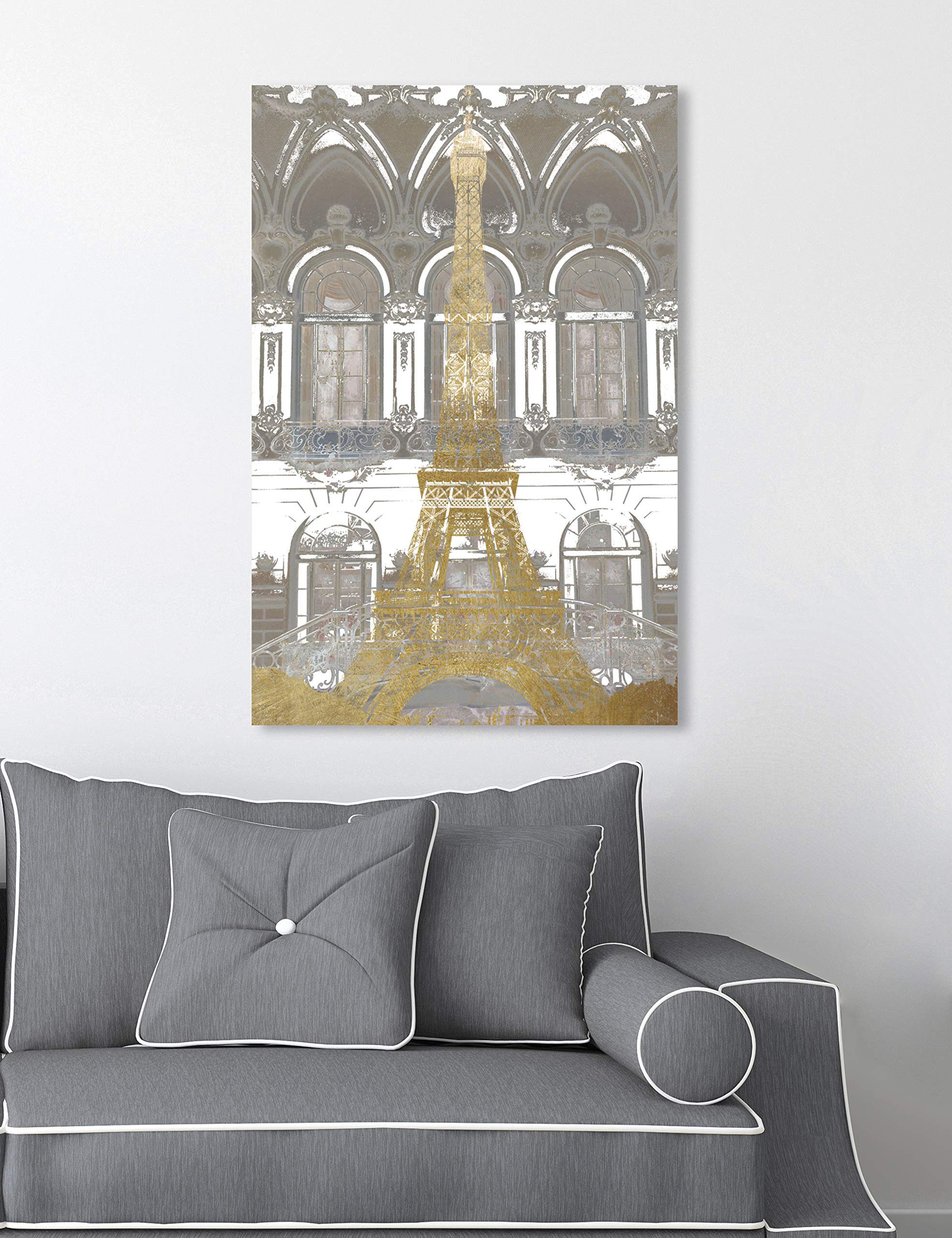 Oliver Gal Artist Co. Parisian Eiffel Tower Canvas Wall Art Print - 16x24 Inch Gold & Gray Modern Architecture Home Decor - Perfect for Living Room, Bedroom & Office Decorations