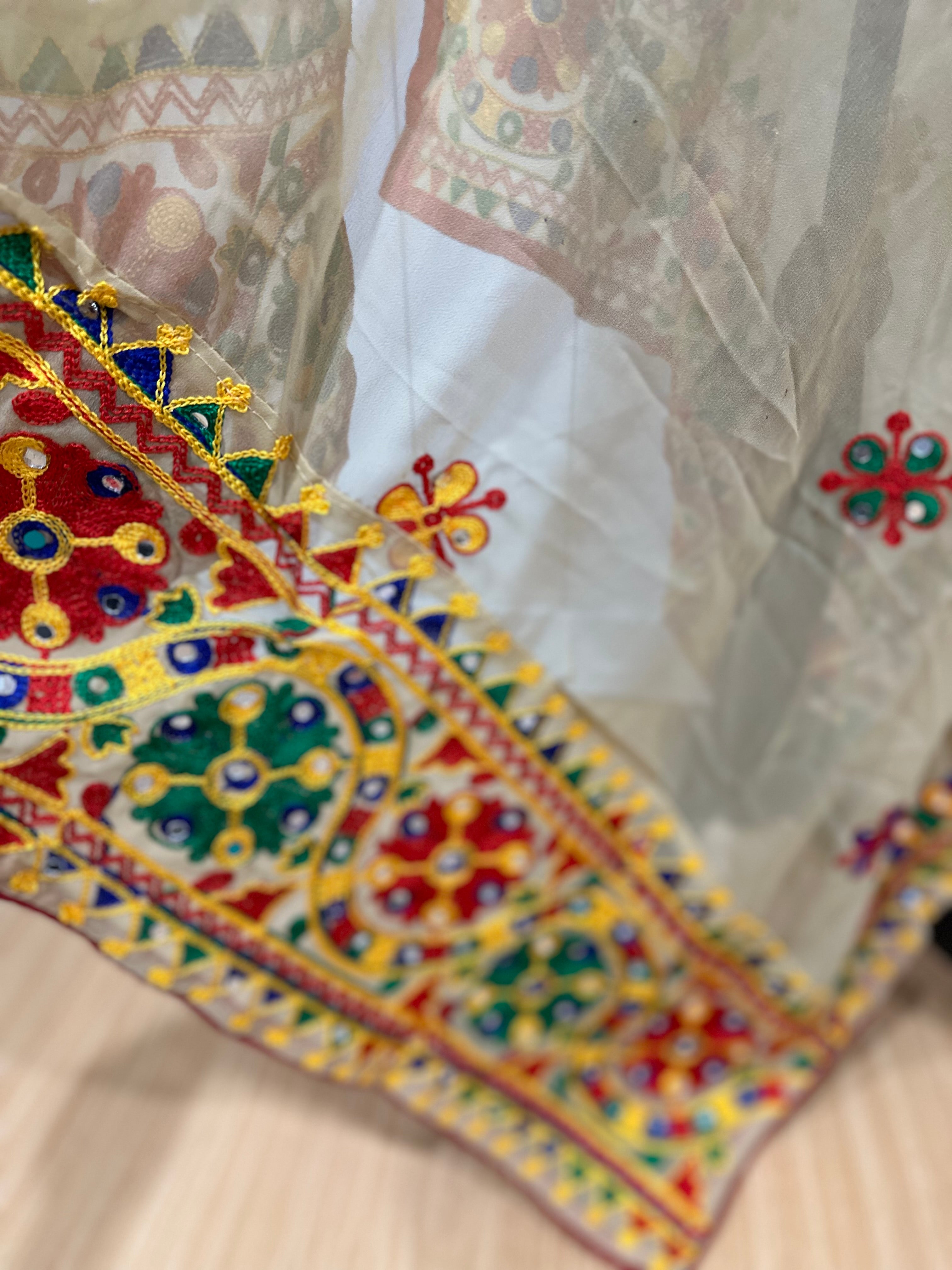 Navaratri Dupatta - Elegant Beige Scarf for Women | Perfect for Festivals, Weddings & Traditional Outfits | Lightweight & Stylish Accessory