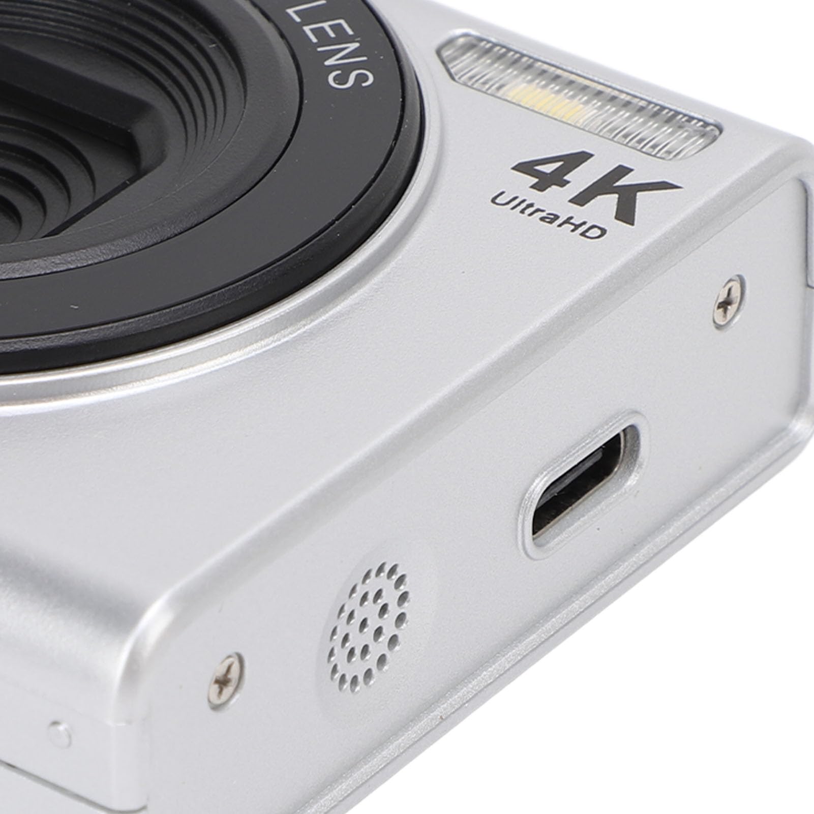 4K Digital Video Camera - Portable Compact Vlogging Camera with Auto Focus, Anti-Shake & 16x Digital Zoom for YouTube, Travel & Family Recording (Silver) - Perfect for Vloggers, Travelers & Content Creators