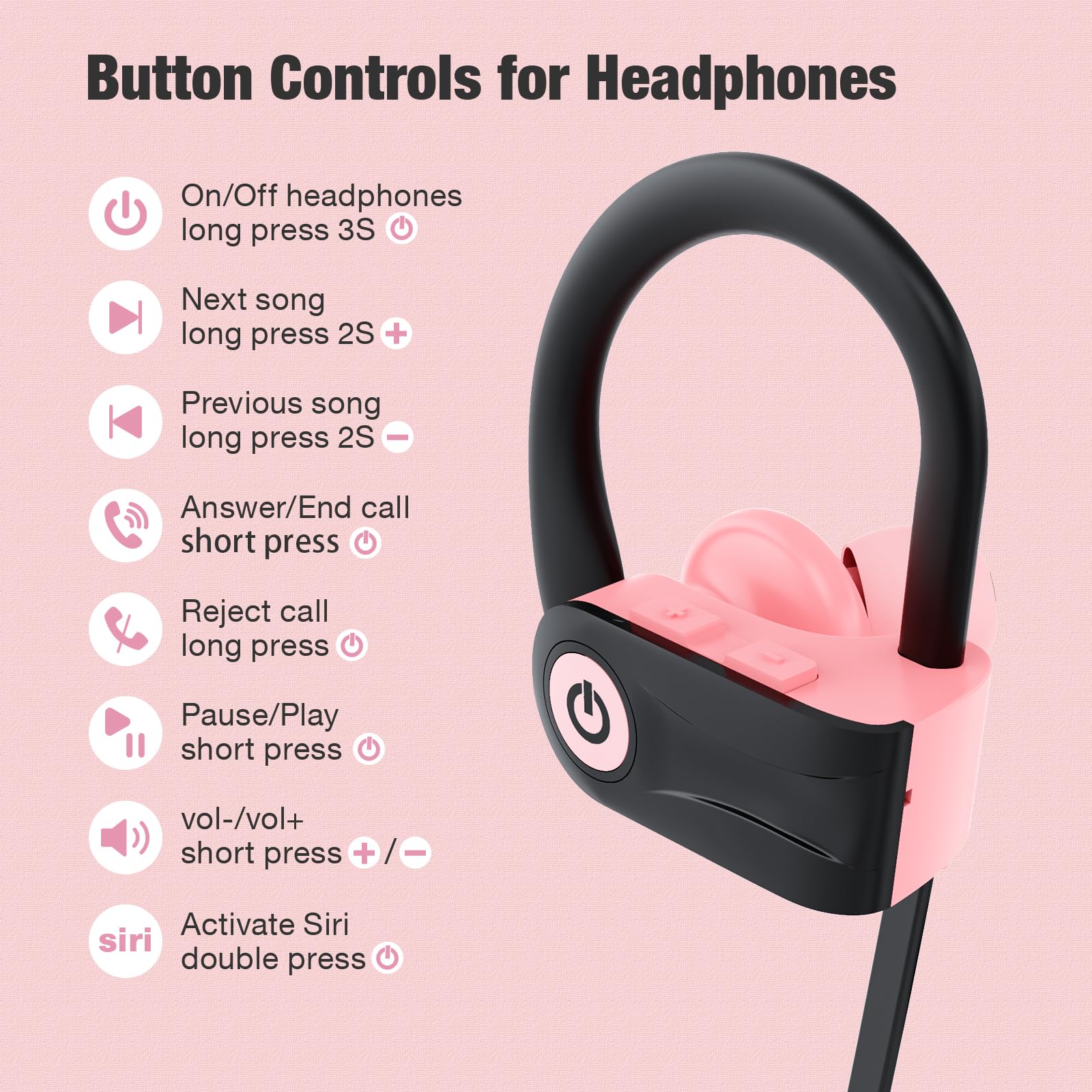 Boean Bluetooth 5.3 Wireless Earbuds - 16H Playtime, HD Deep Bass, IPX7 Waterproof, Noise Cancelling Headphones for Running, Gym & Workout | Sports & Travel Headset