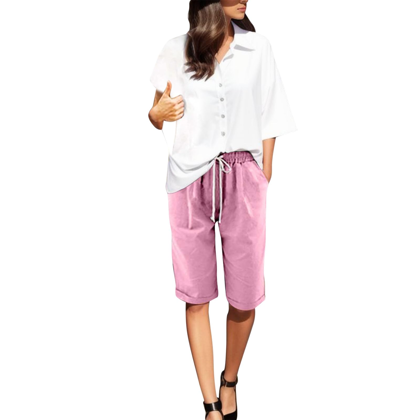 Plus Size Bermuda Shorts for Women - Summer 2024 Cotton Yoga Shorts with Pockets - Casual & Athletic Wear